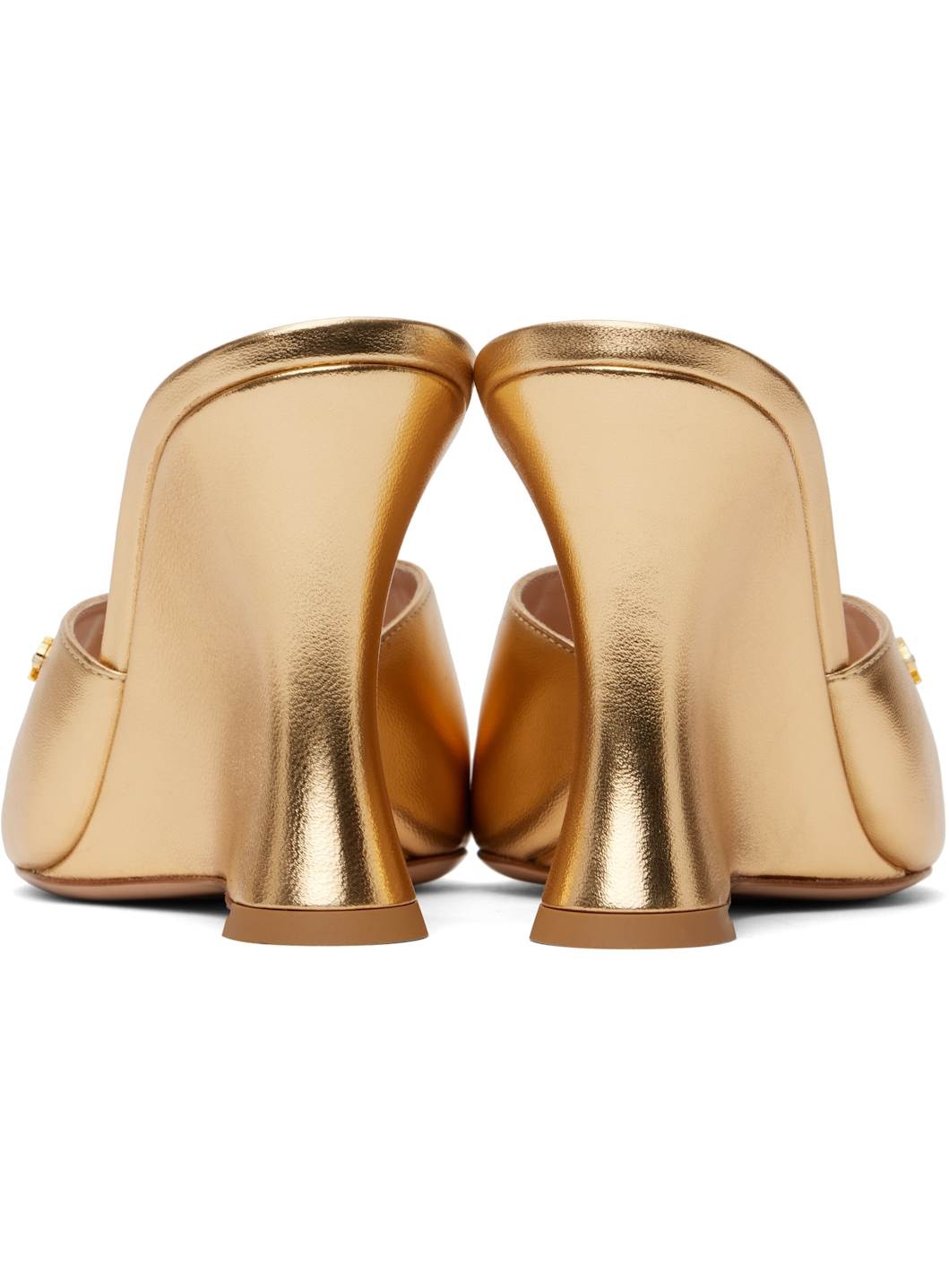 Gold Nappa Silk Heeled Sandals - 2