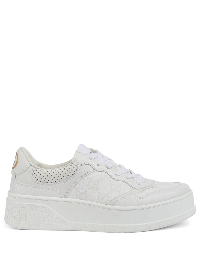 GG-jacquard leather sneakers - 1