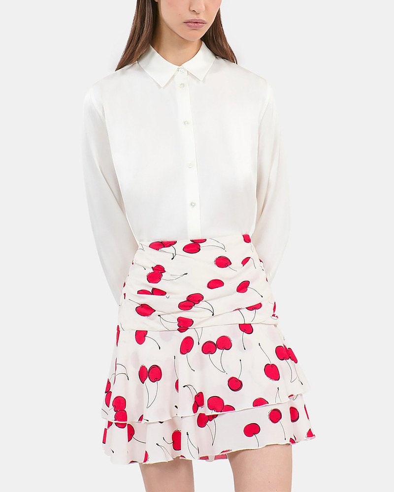 SHORT CHERRY PRINTED DRAPED SKIRT 4