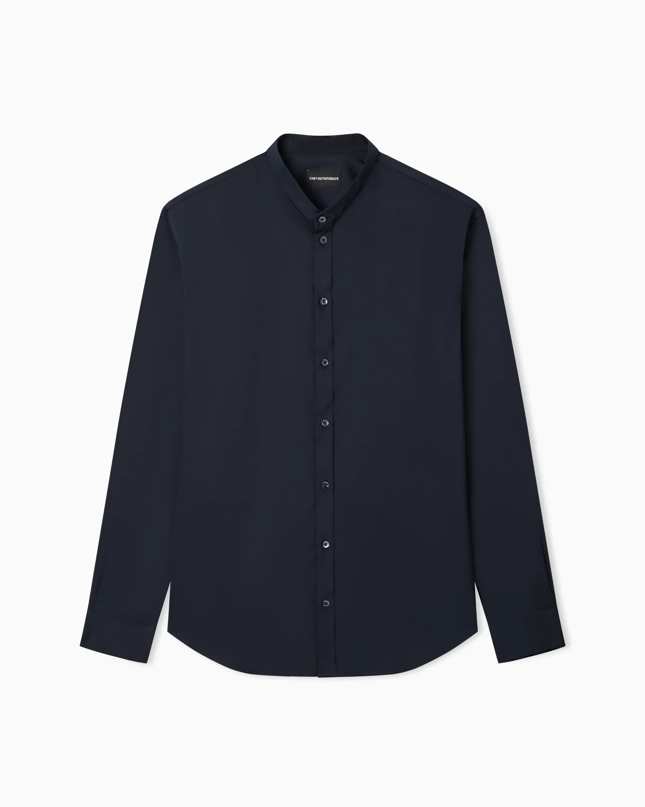 SHIRT WITH GURU COLLAR IN TECHNICAL STRETCH COTTON - 1