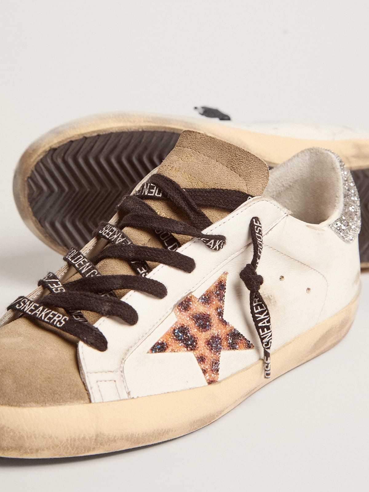 Super-Star sneakers with leopard-print crystal star and silver-colored crystal heel tab - 4