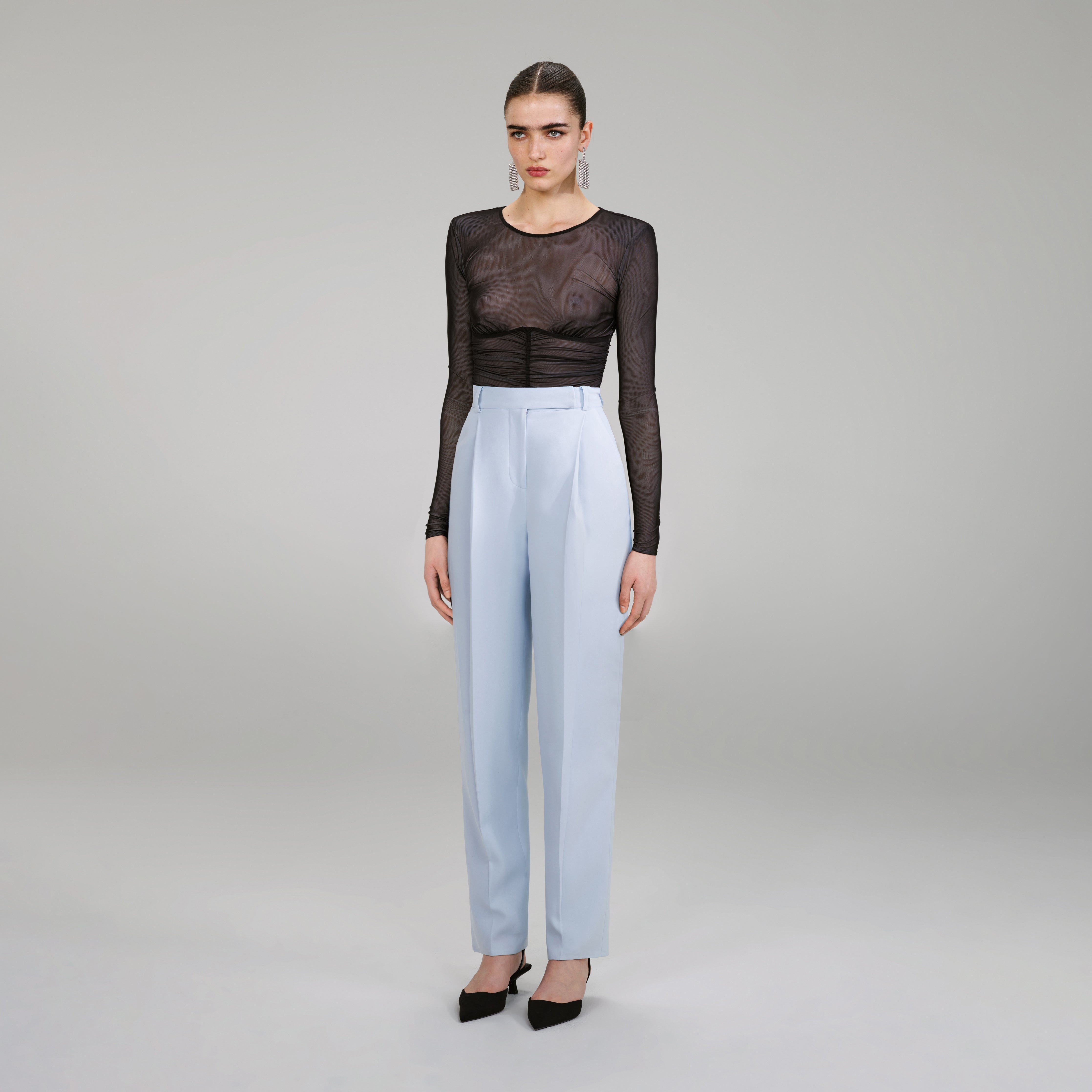 Light Blue Crepe Trousers - 2