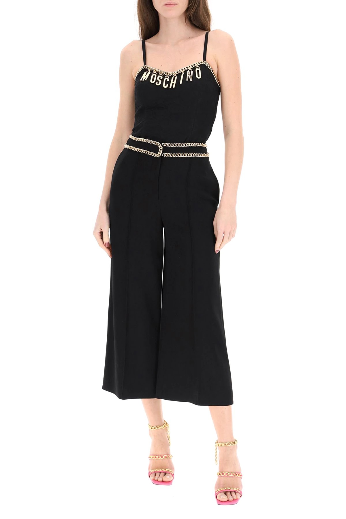 CROP TROUSERS WITH GROUMETTE CHAINS - 2