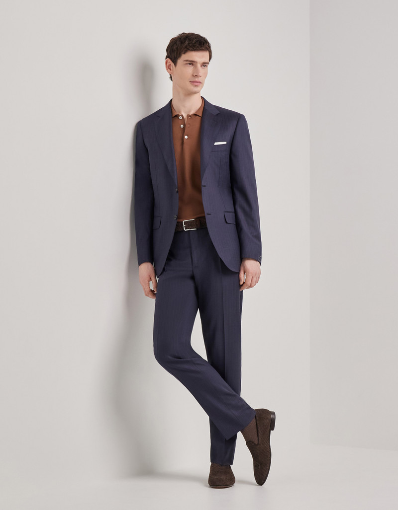 LIGHT BLUE DENIM-EFFECT WOOL REGULAR-FIT SUIT 56
