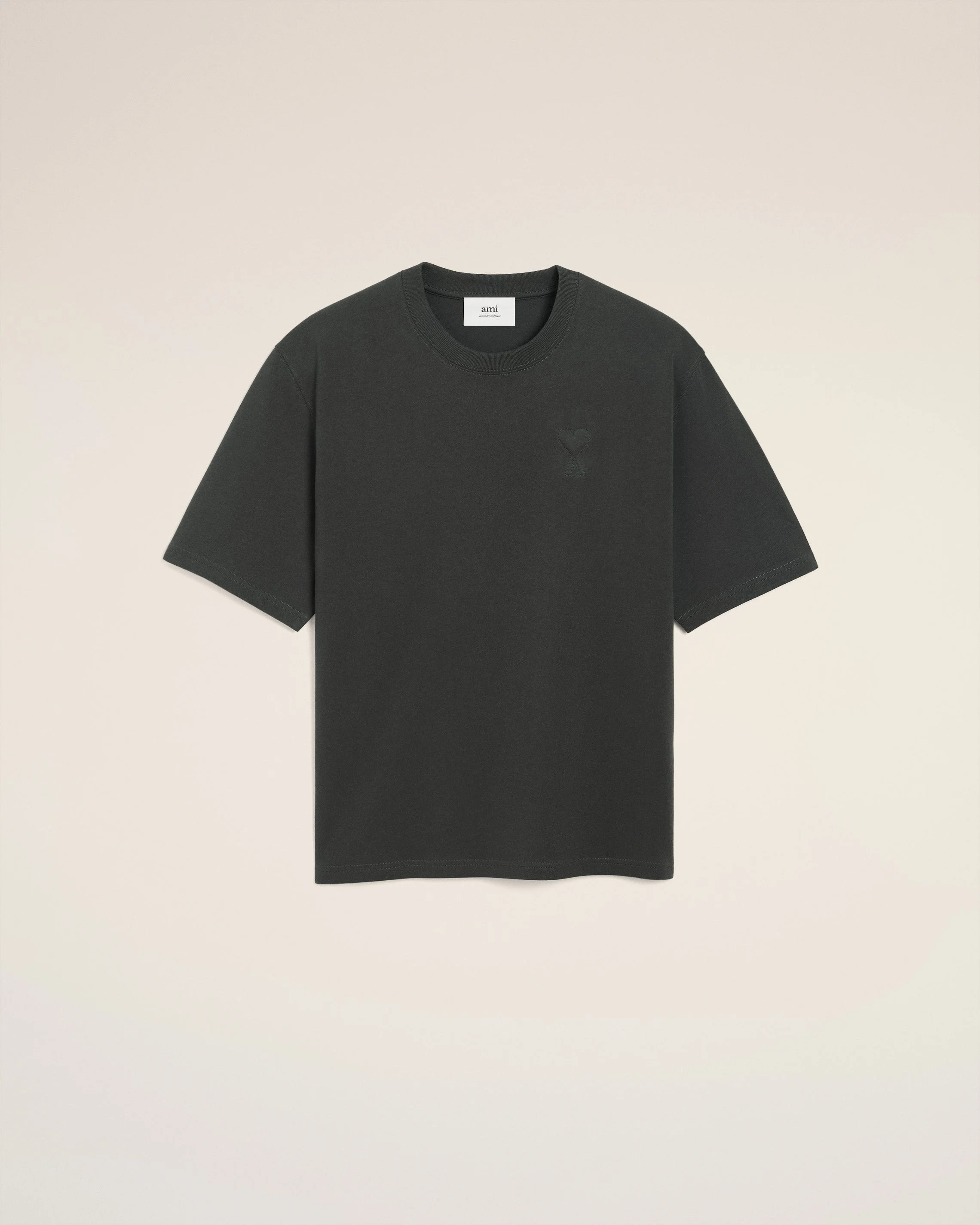 BLACK COTTON AMI DE COEUR COSY FIT T-SHIRT - 1