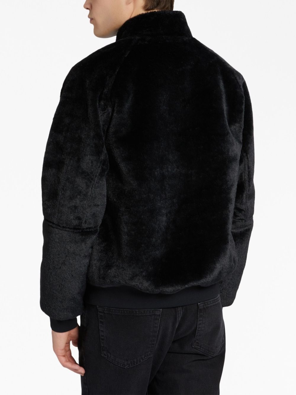 logo-plaque leather jacket - 4