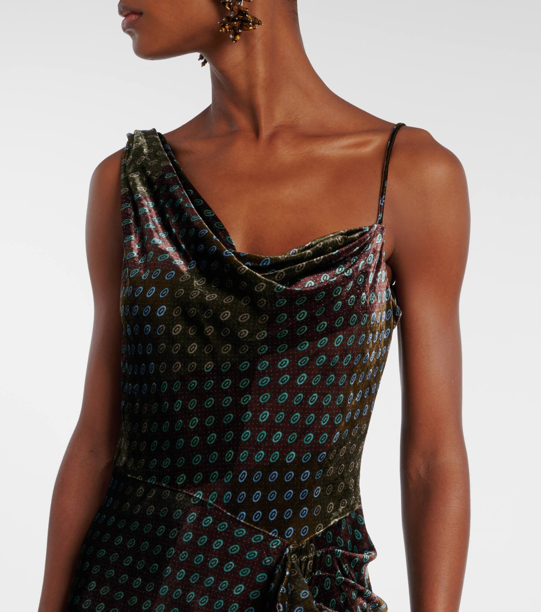 Asymmetric printed gown - 4