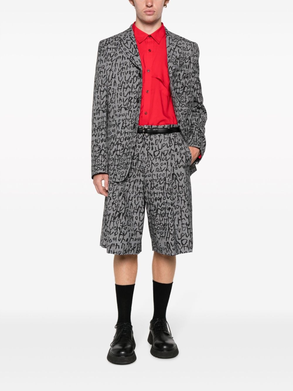 text-print plaid-check tailored shorts - 2