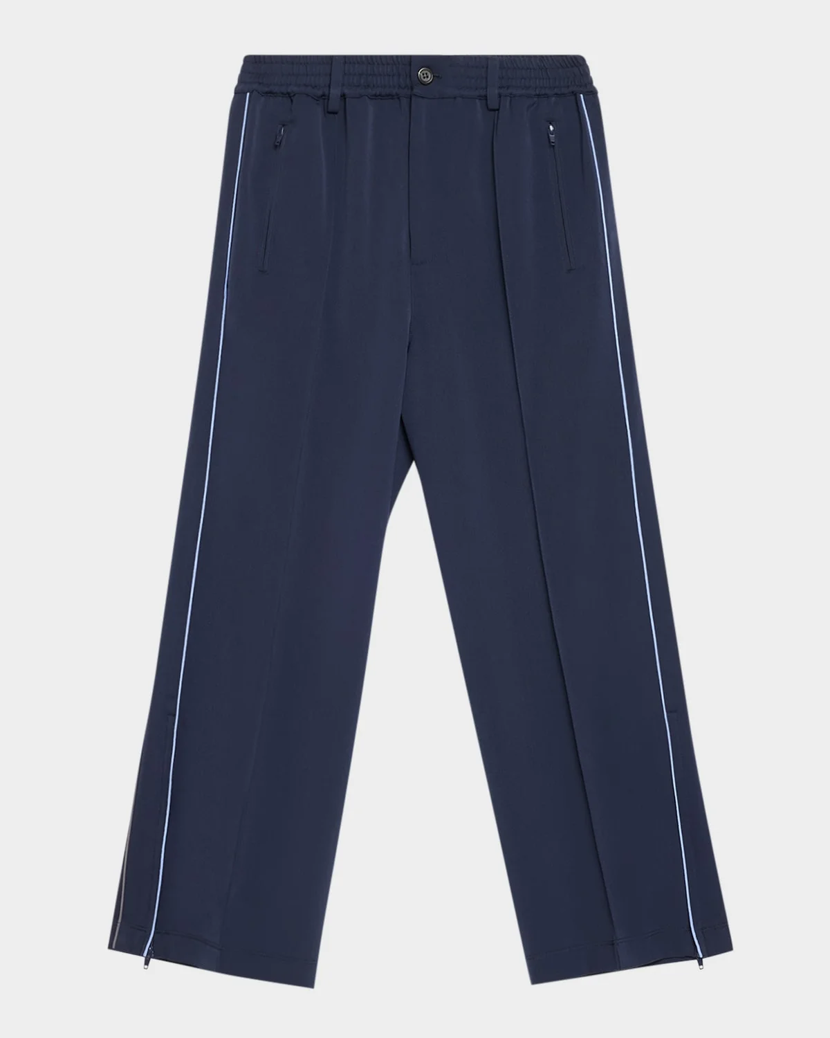 Men's Wool Stretch Wide-Leg Pintuck Trousers - 1