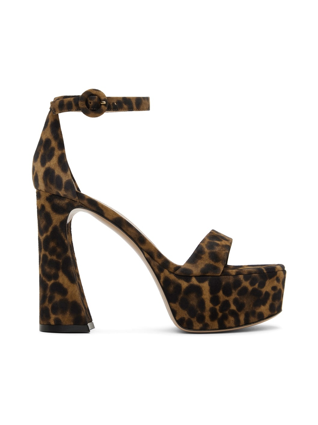 Brown Leopard Print Heeled Sandals - 1