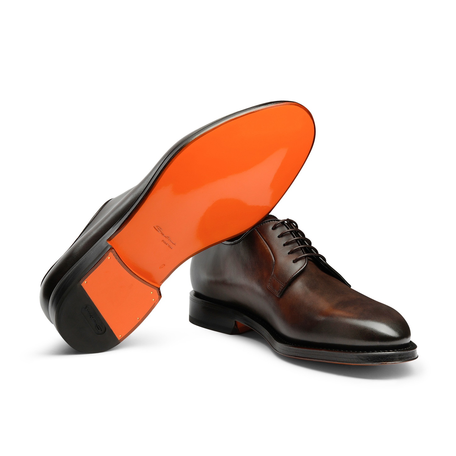 Men’s polished brown leather Derby shoe - 4