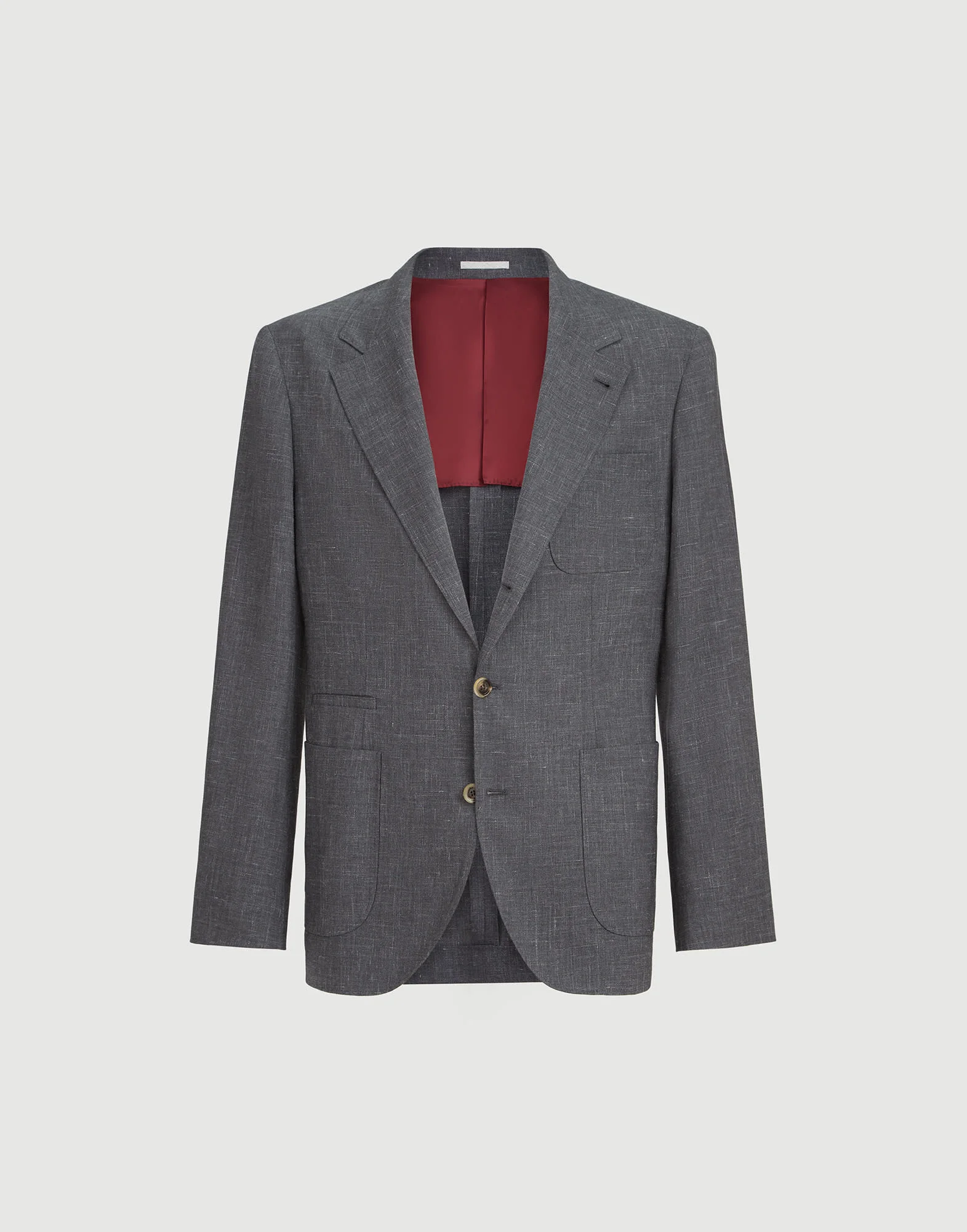 Wool, silk and linen slubbed fresco deconstructed blazer with patch pockets - 1