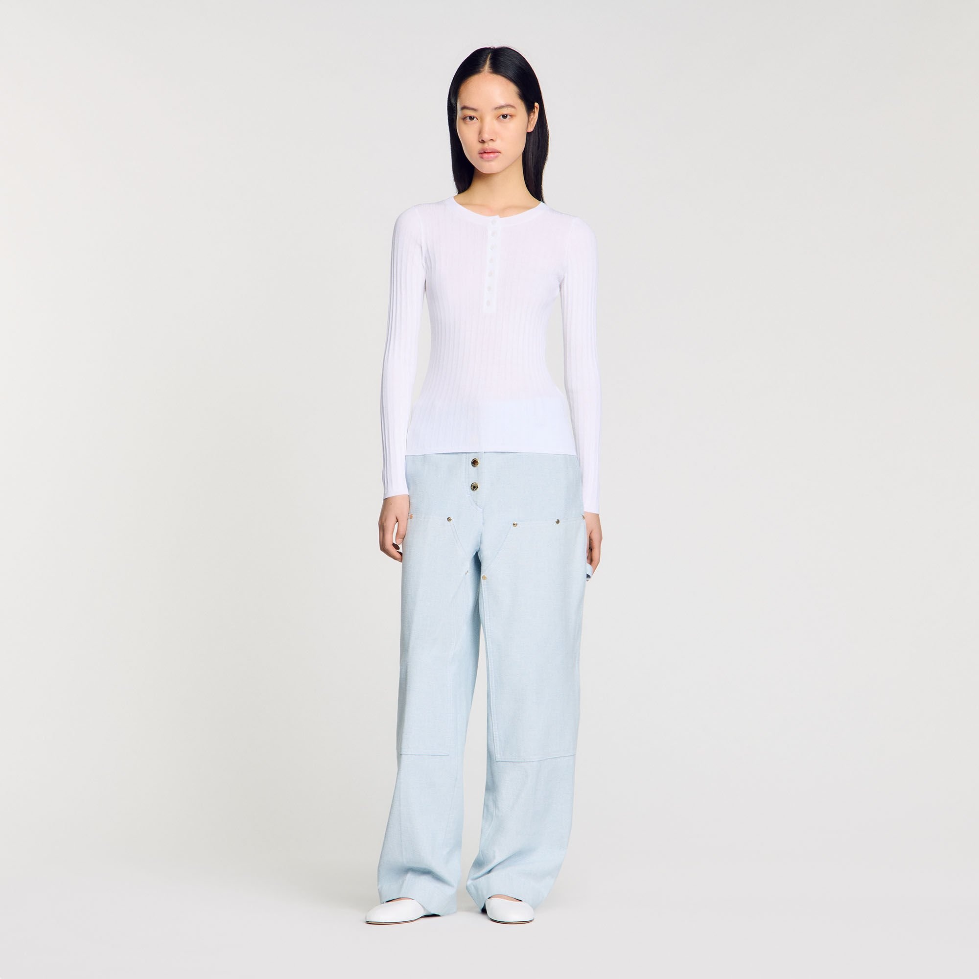 RIBBED SWEATER WITH TUNISIAN COLLAR - 2
