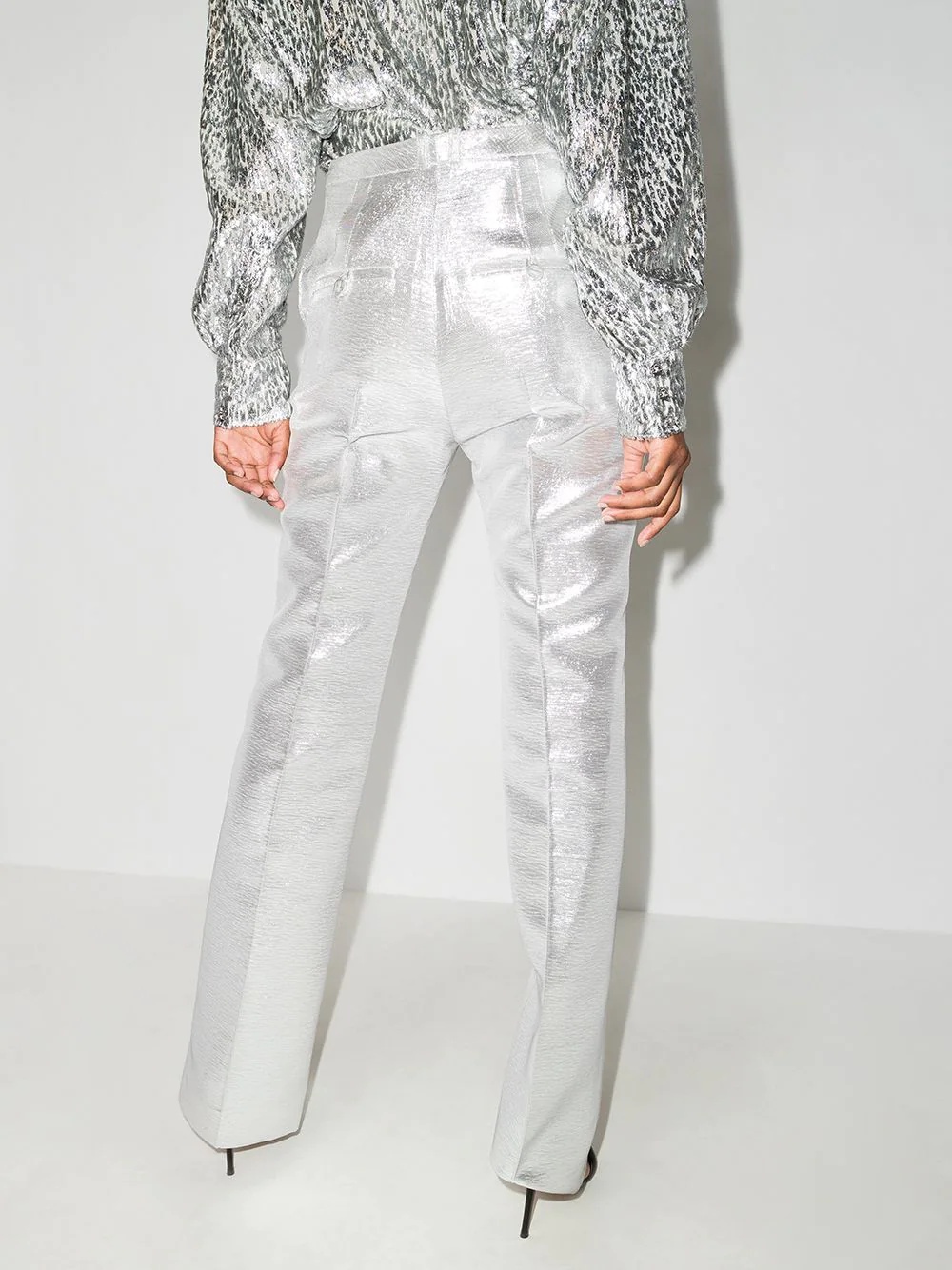 metallic-sheen tailored trousers - 3