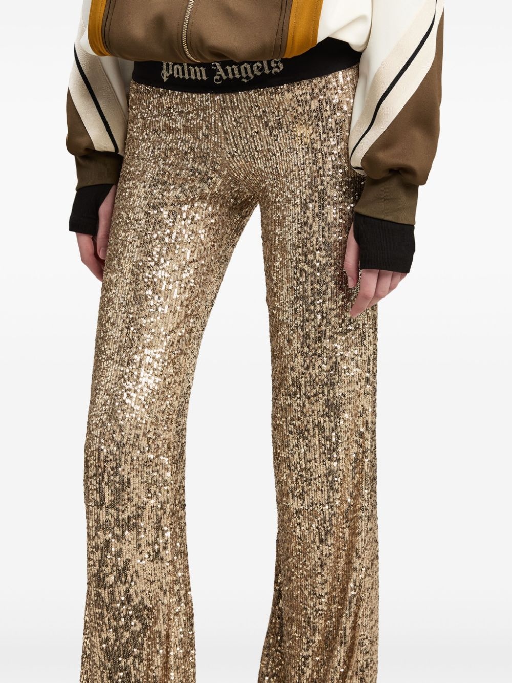 sequin-design flared trousers - 6