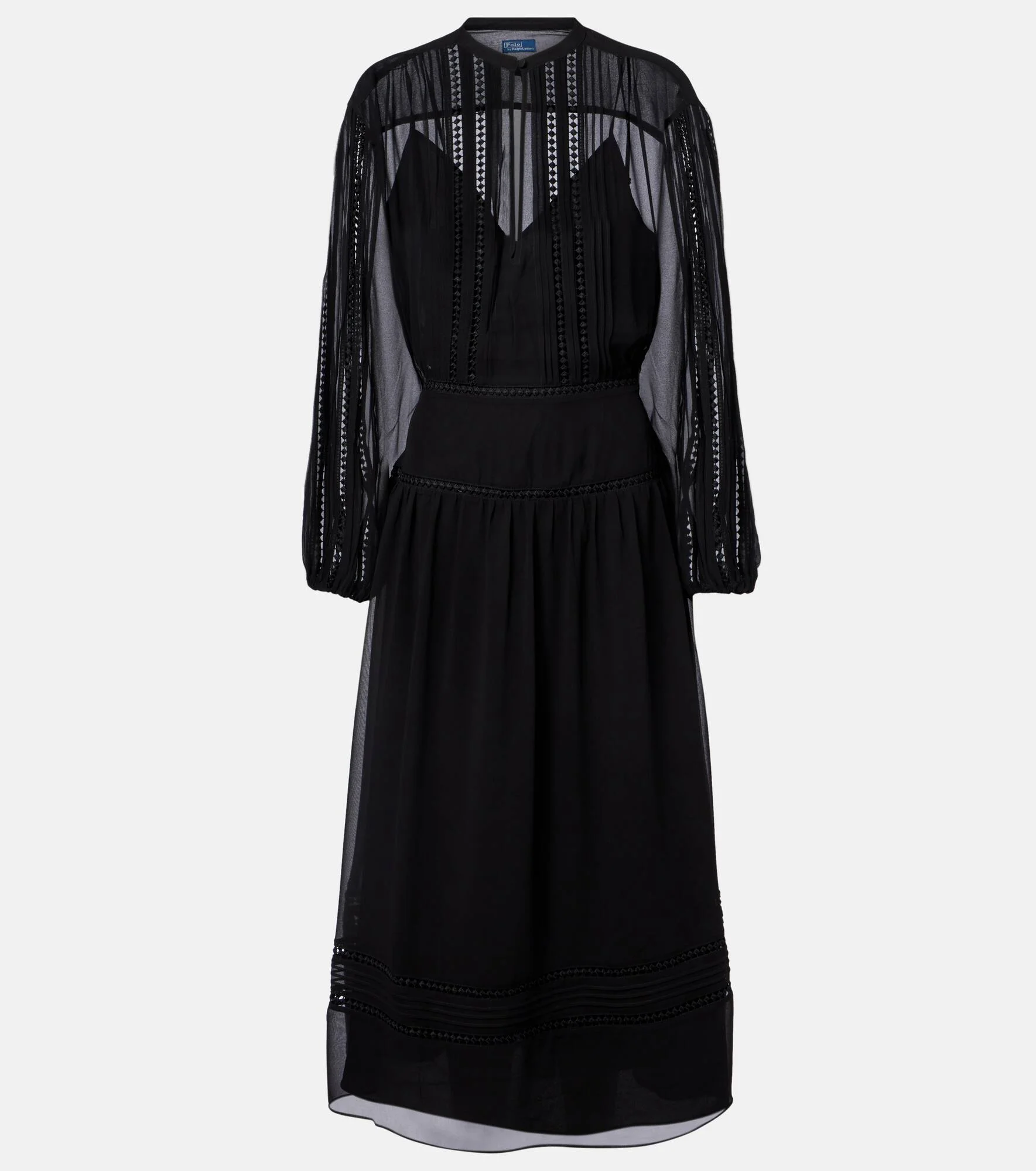 Lace-trimmed georgette midi dress - 1