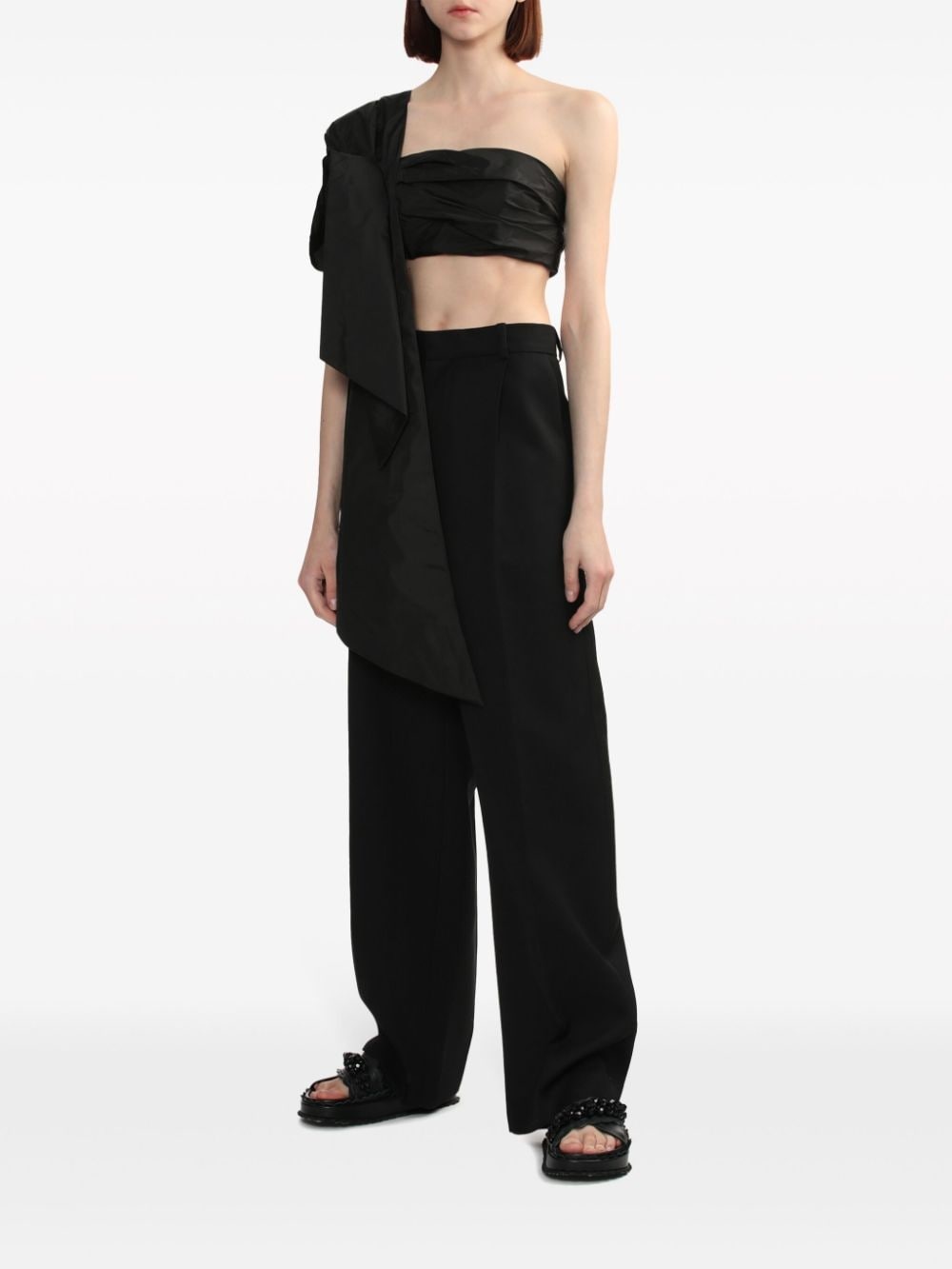 draped cropped top - 3