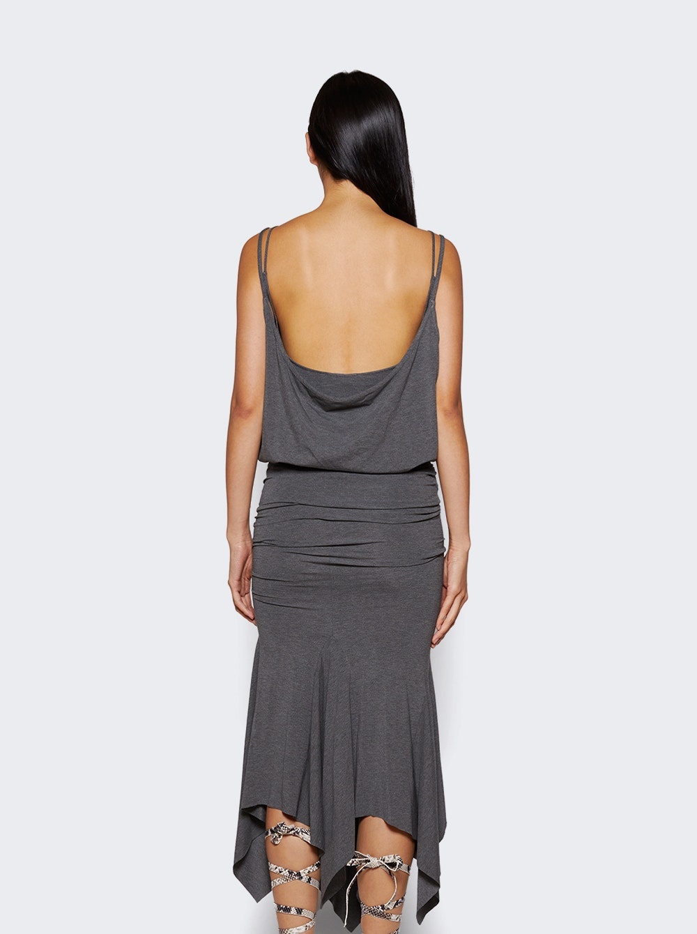 Asymmetric Midi Dress Dark Grey - 5