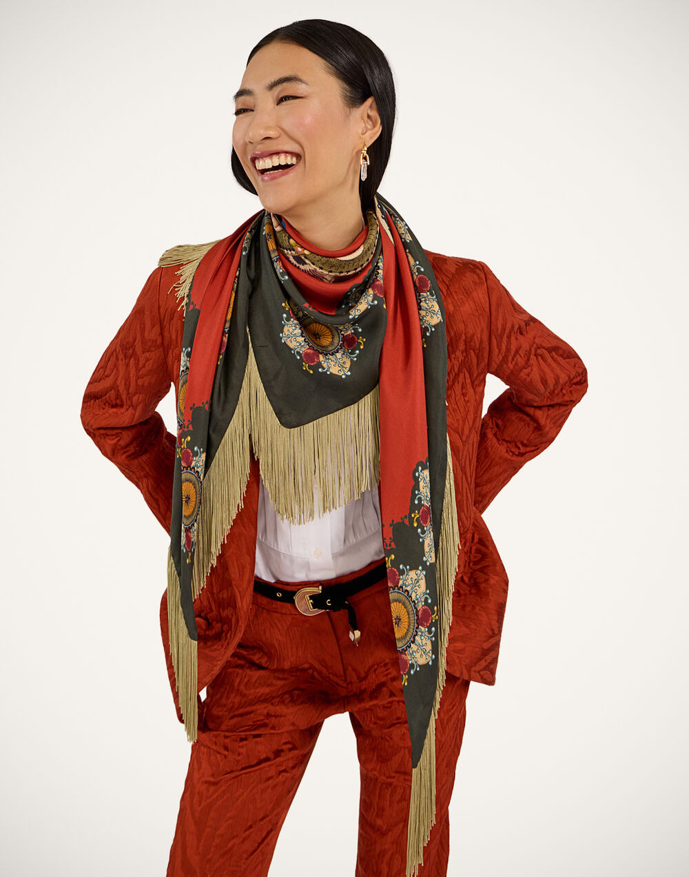 Fringe Triangle Scarf - 2