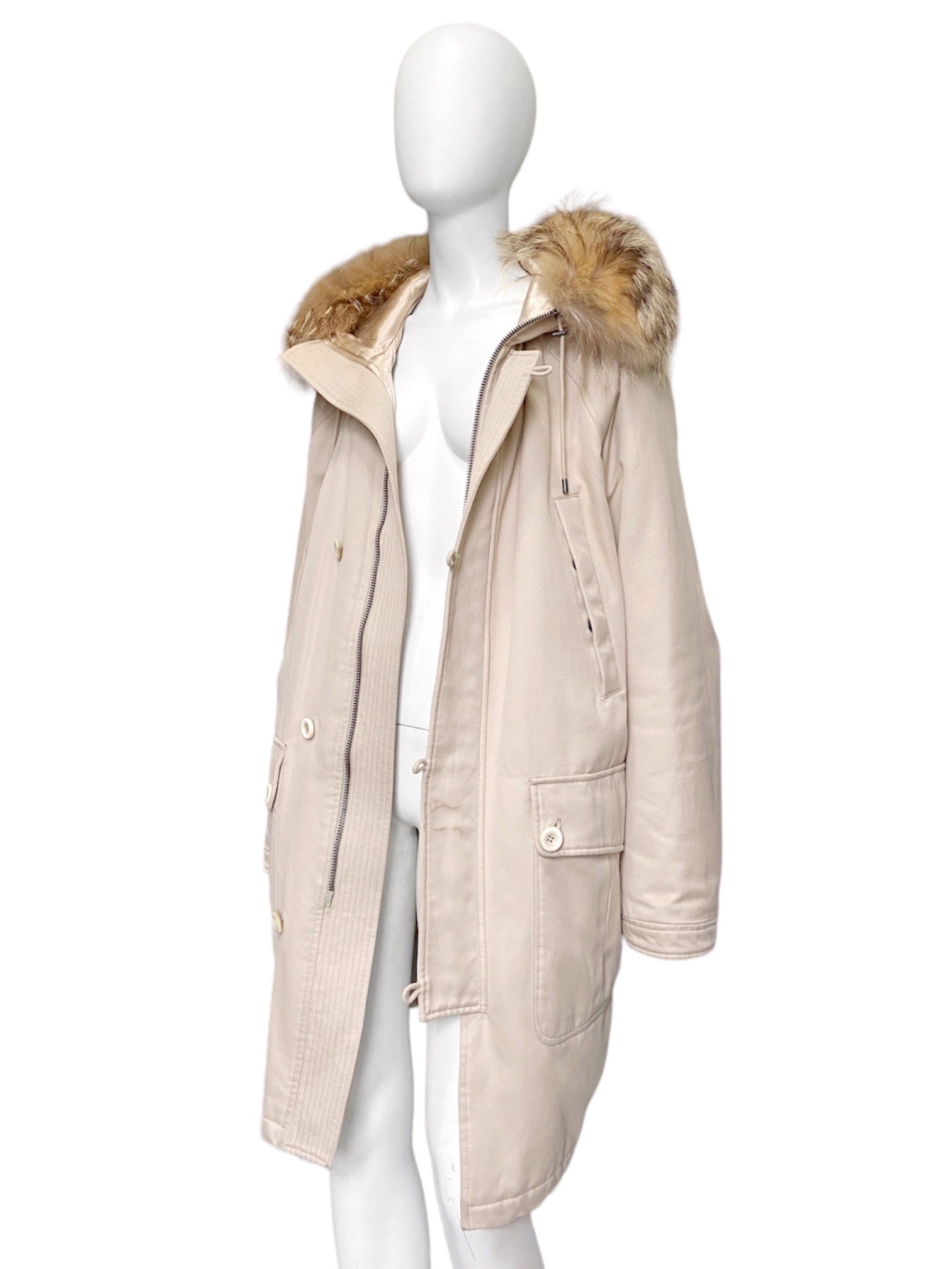 Gucci Fall 1998 Menswear Coyote Fur Hood N-3B Heavyweight Military Winter Coat 48 - 5