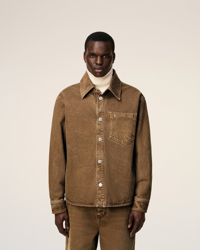 BROWN COTTON AMI DE COEUR OVERSHIRT 3