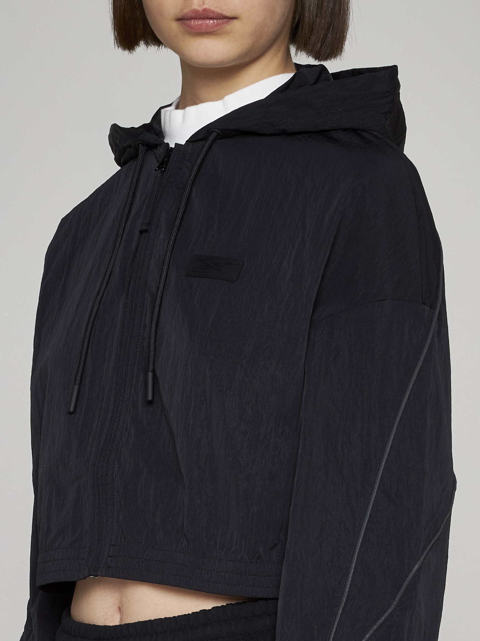 Hooded cropped nylon jacket - 5