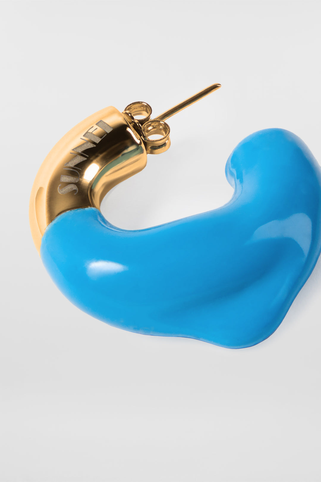 SMALL RUBBERIZED EARRINGS GOLD / light blue - 2