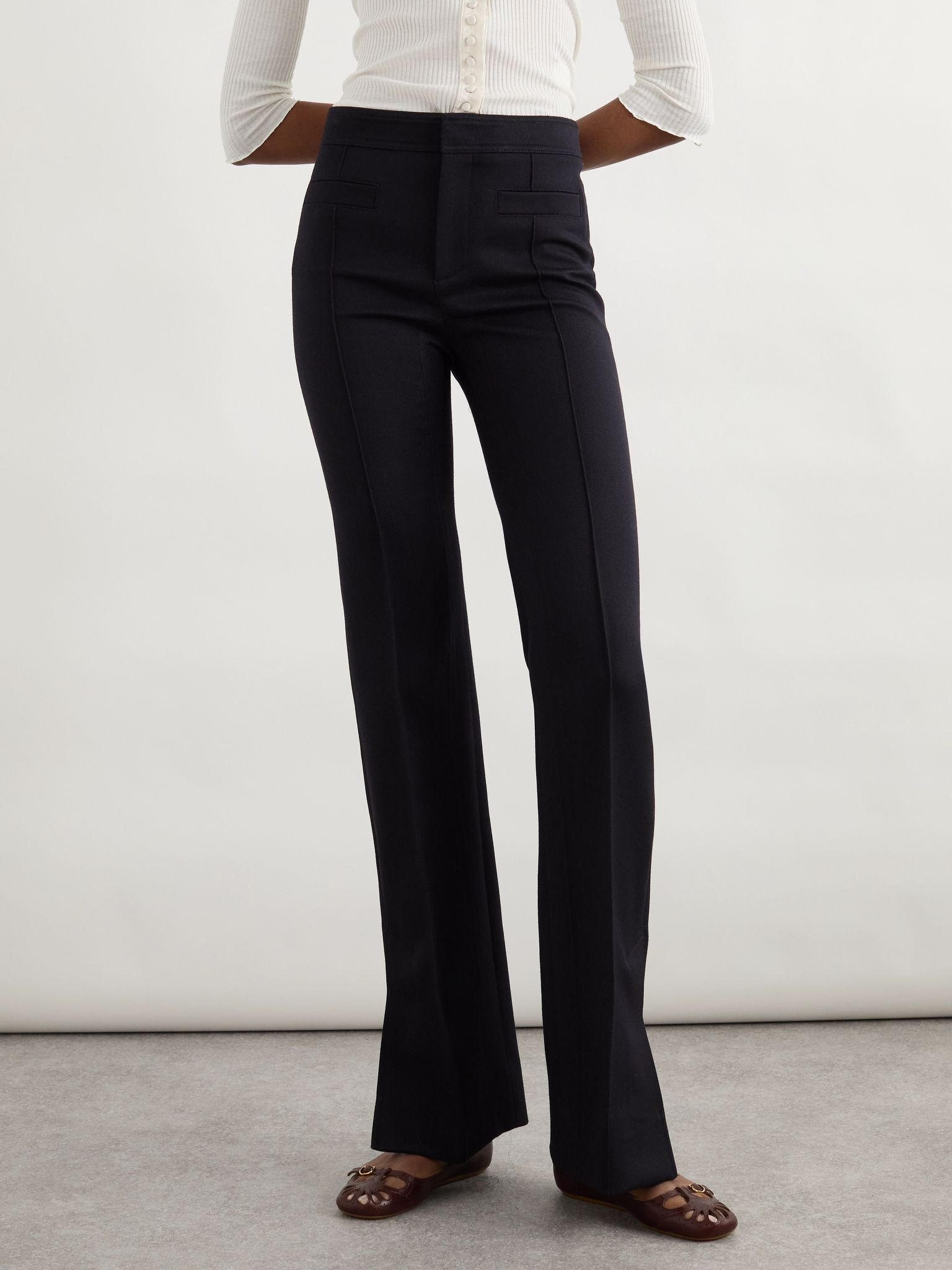 Wool-gabardine slim-leg pants Navy - 3