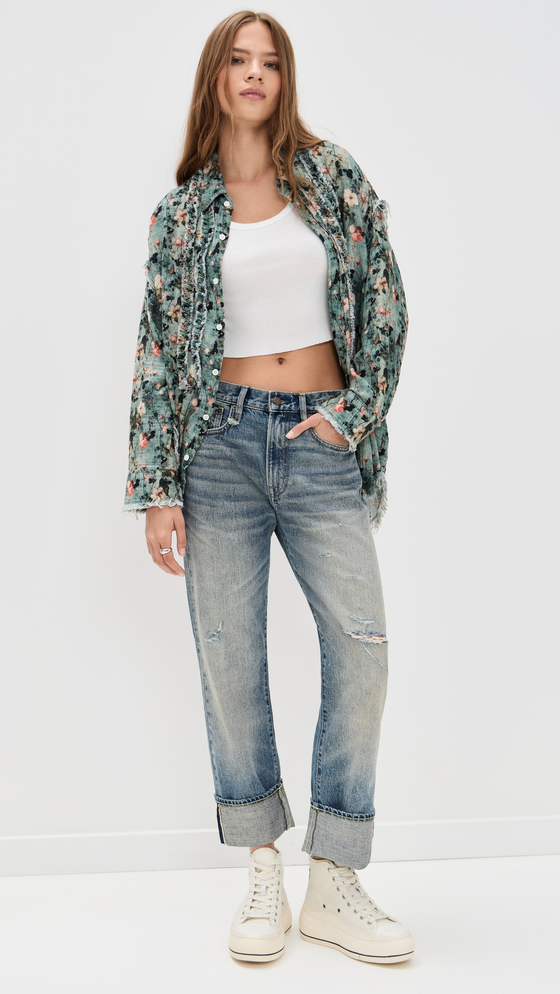 Shredded Seam Ruffle Shirt - 4