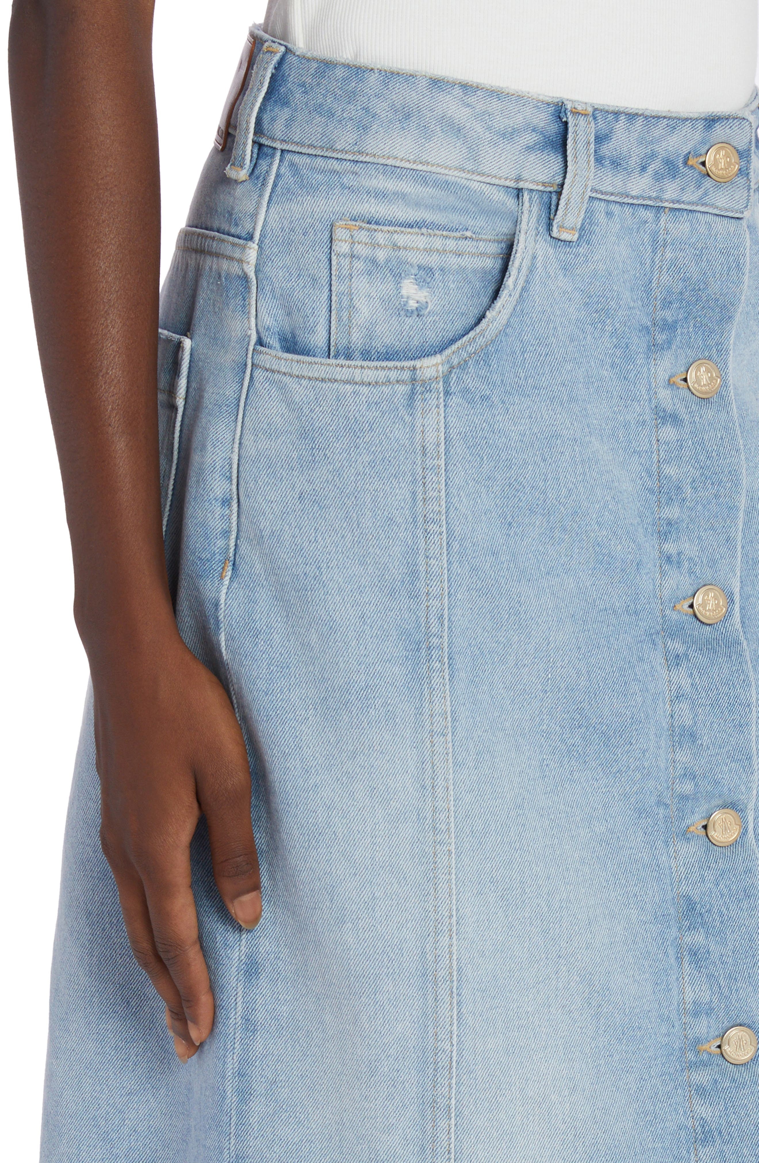 Cotton Denim Midi Skirt - 5