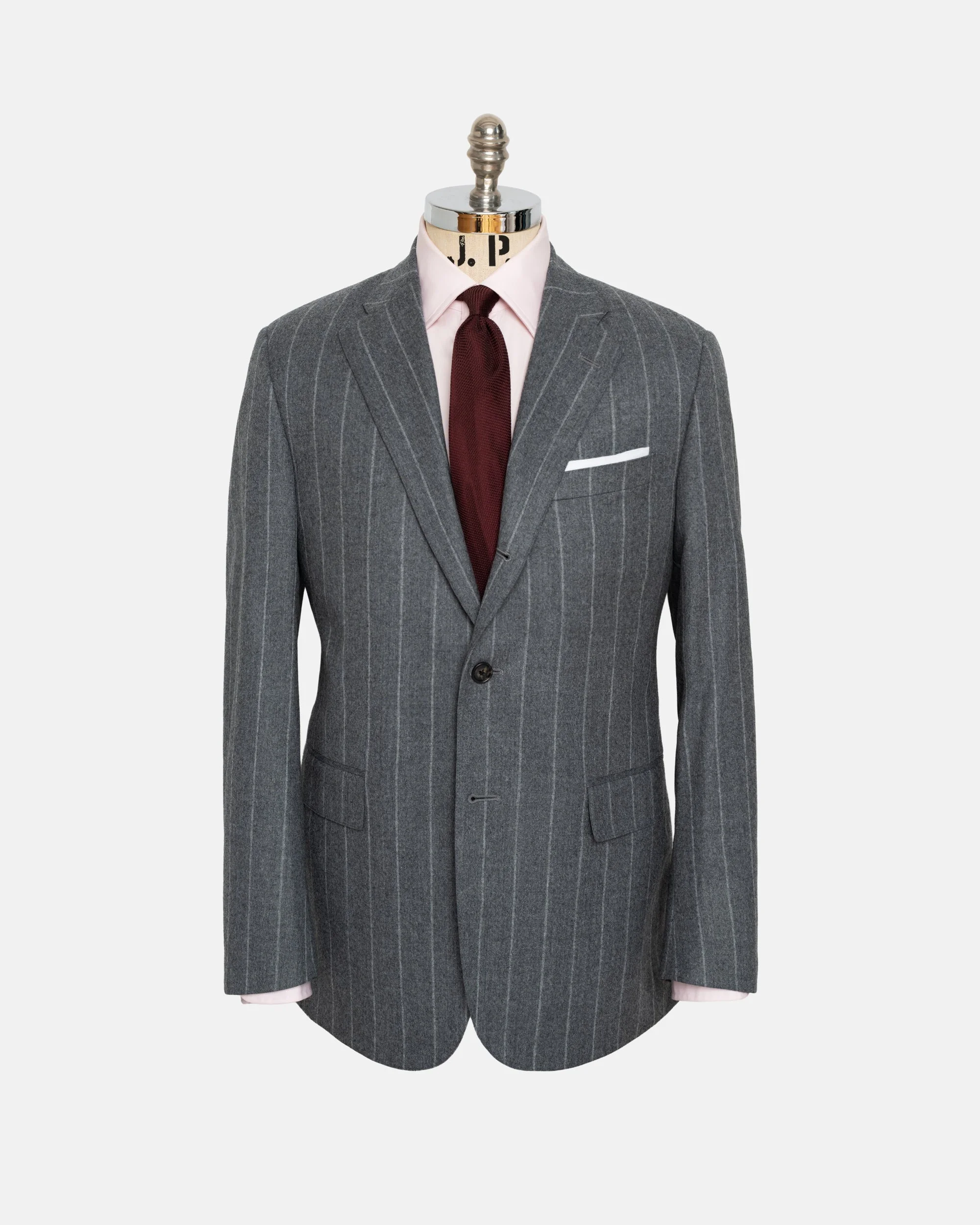 MADE-IN-CANADA LIGHT GREY CHALKSTRIPE WOOL FLANNEL 1902 MODEL SUIT - 1