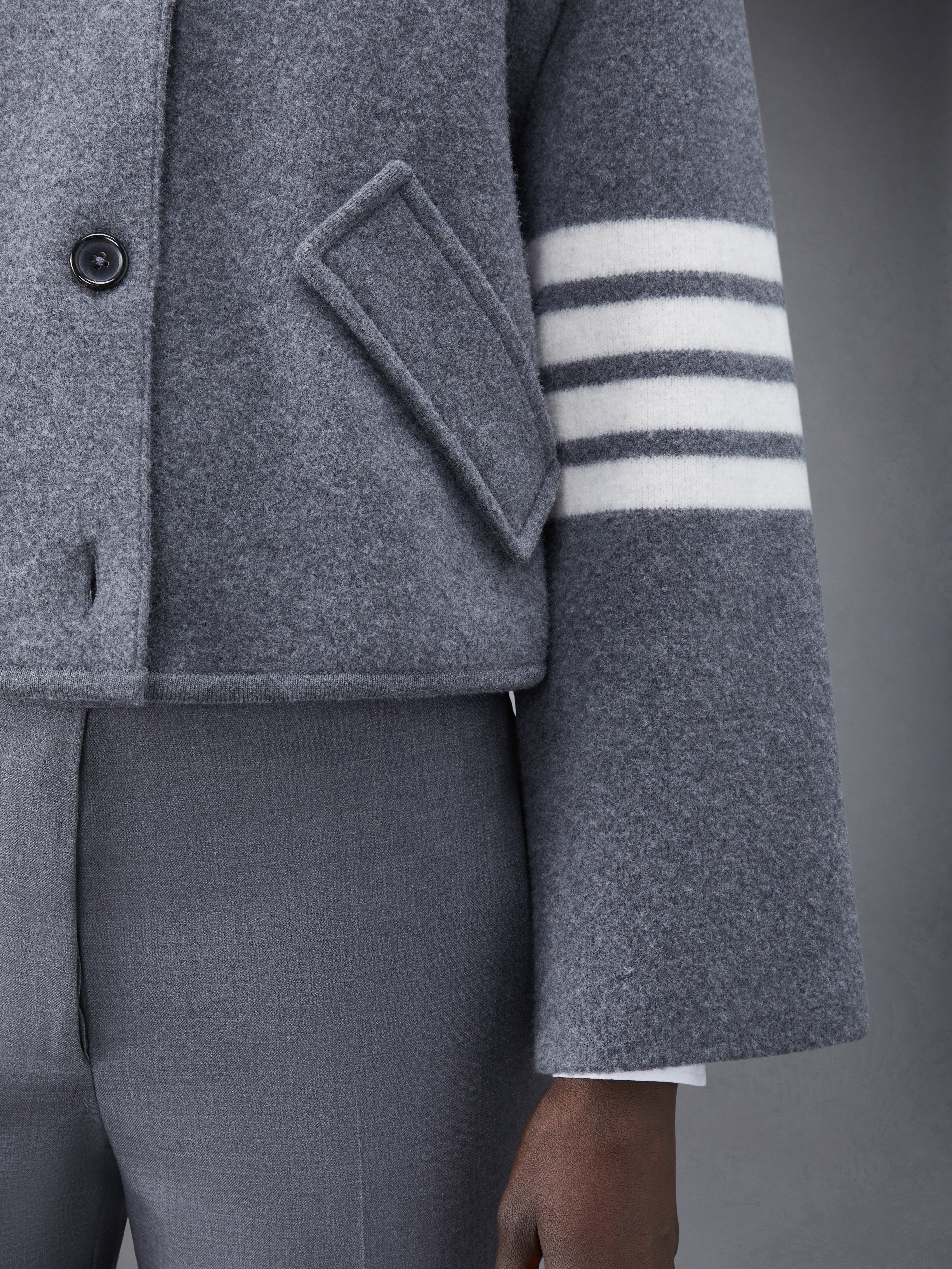 Boiled Wool Milano 4-Bar Cropped Car Coat - 6
