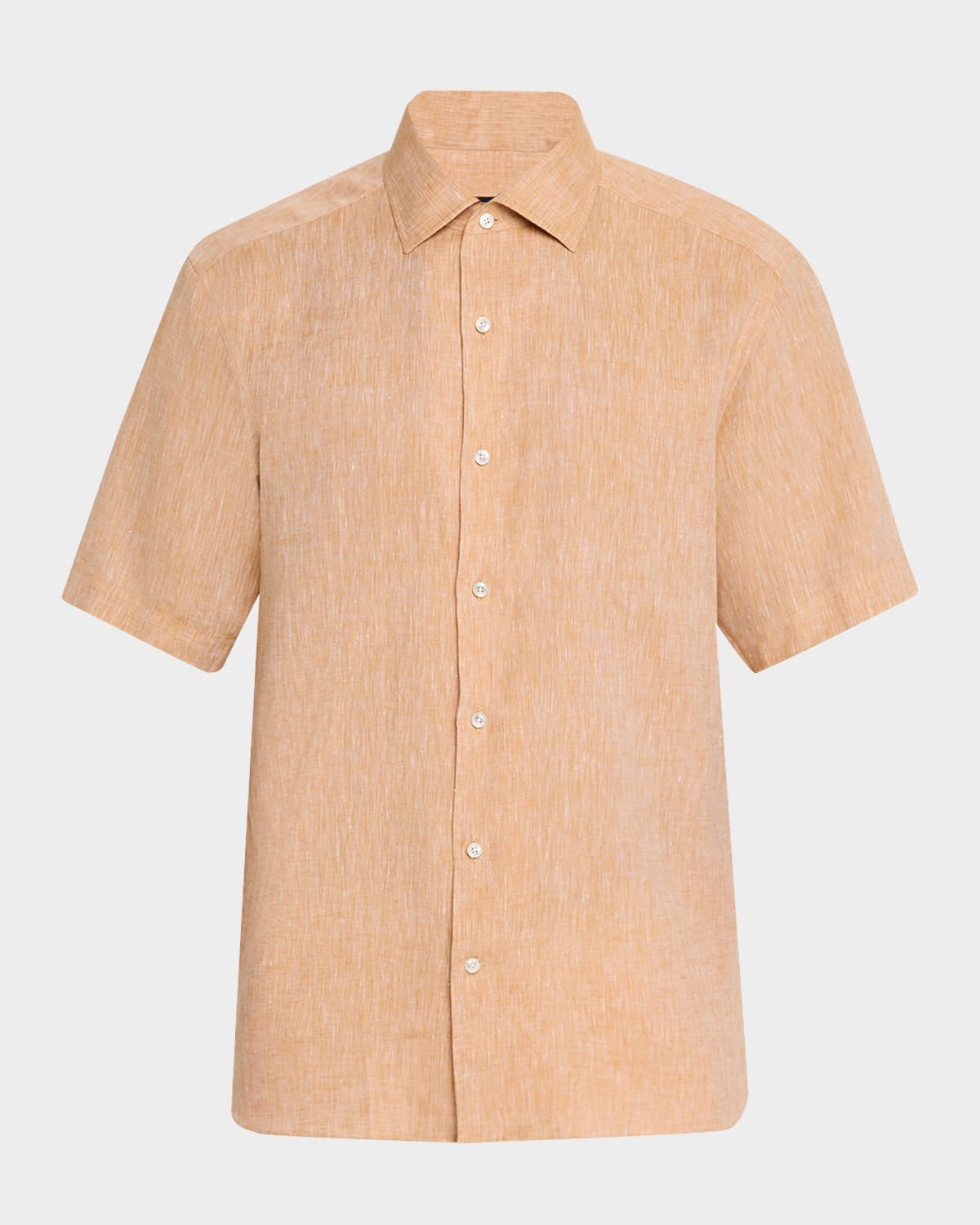 Men's Ocher Oasi Lino Short-Sleeve Shirt - 1
