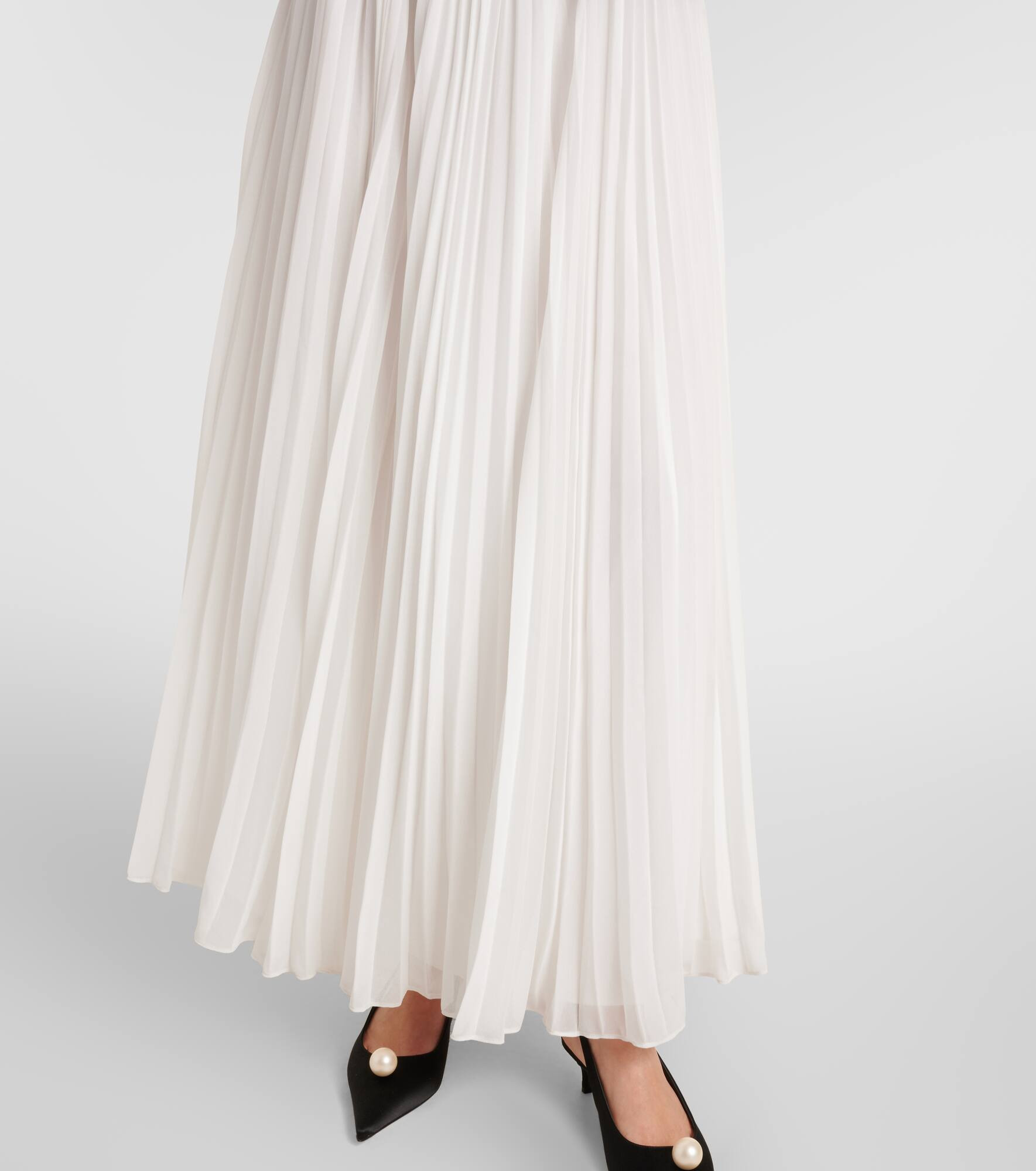 Belted pleated chiffon maxi dress - 5