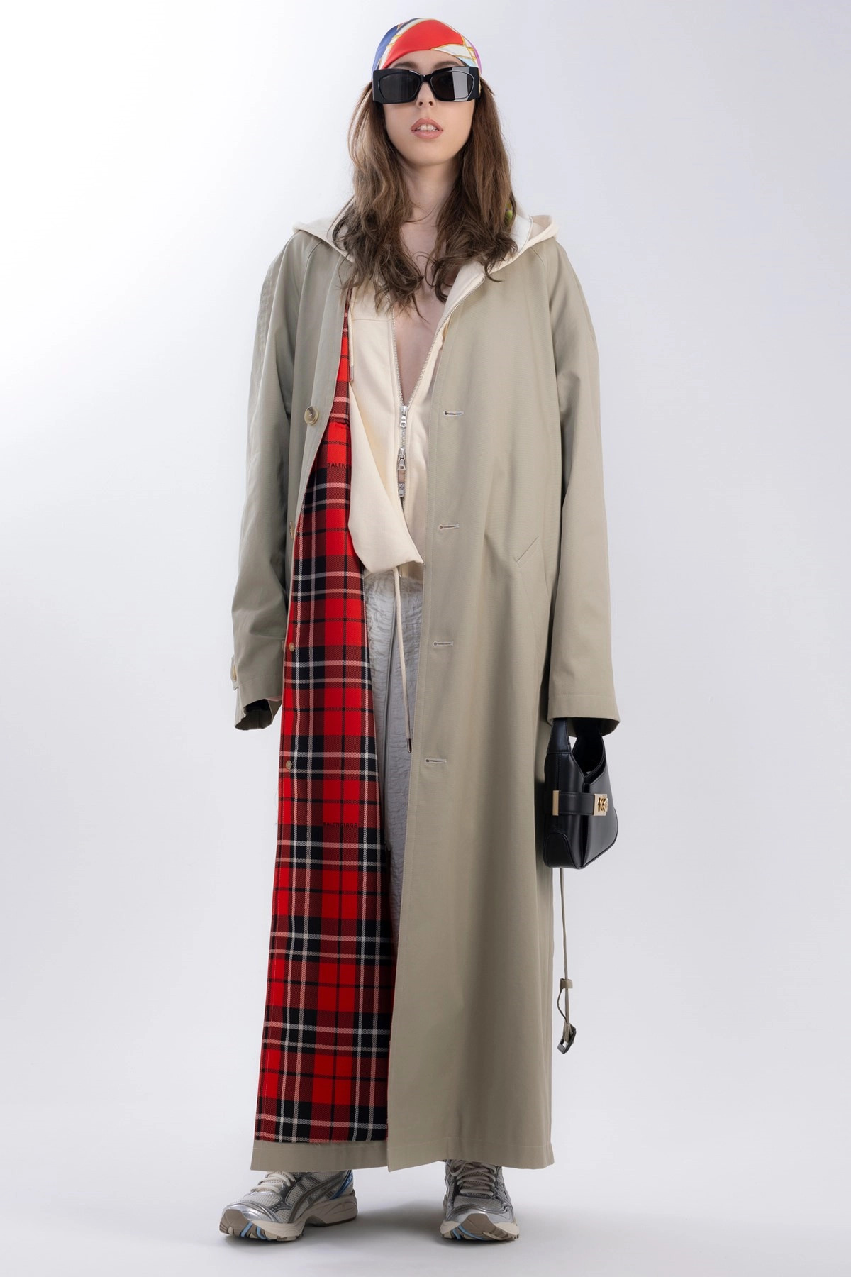 Check lining oversize trench coat - 2