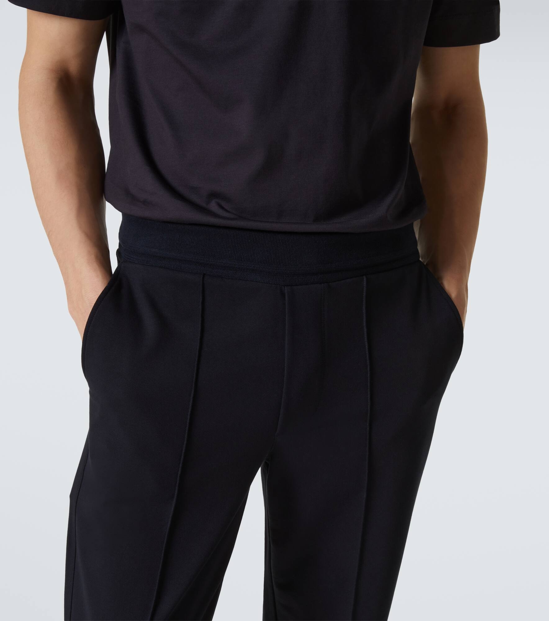 Cotton-blend jersey sweatpants - 5