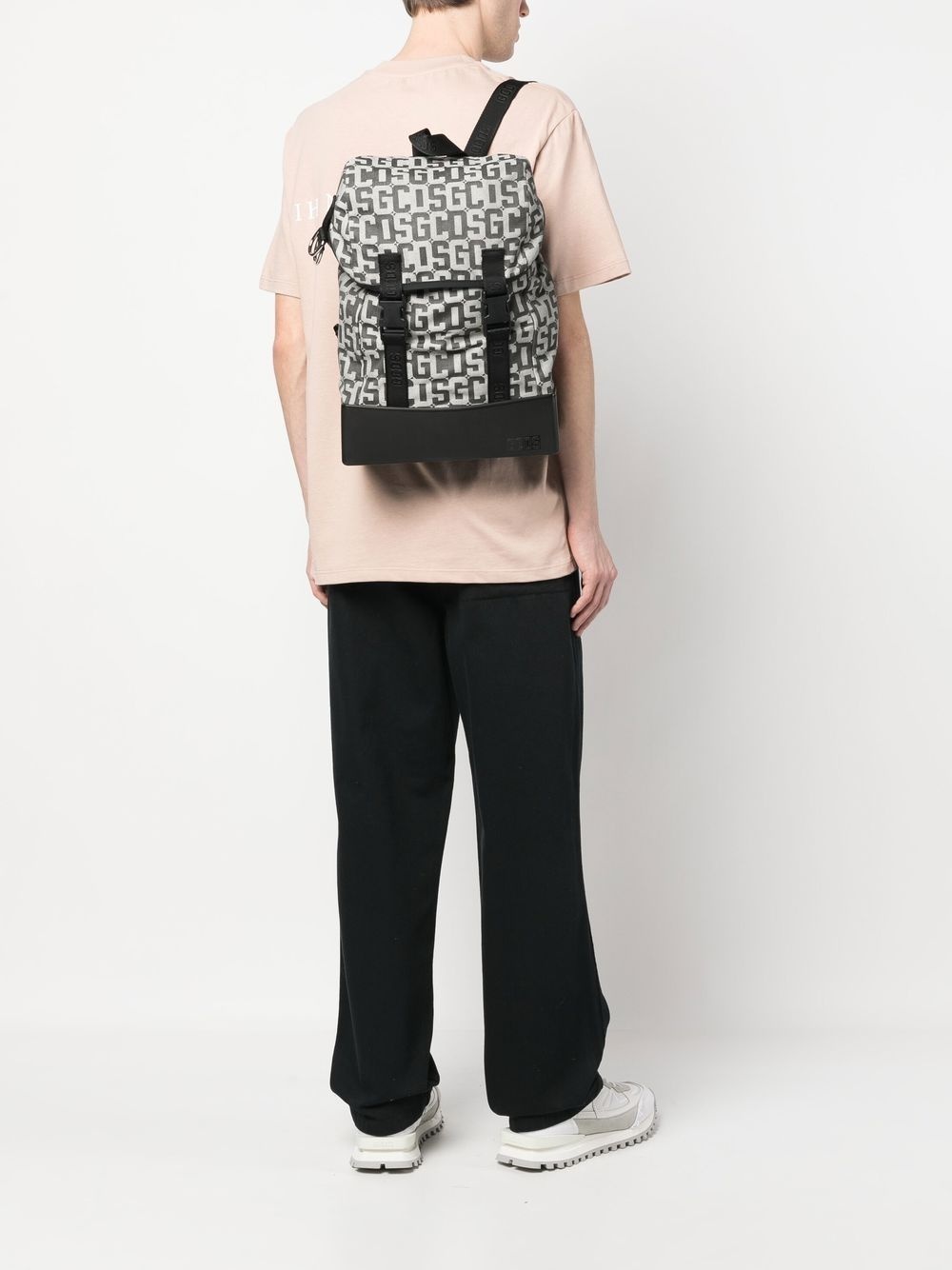 monogram-pattern drawstring backpack - 2