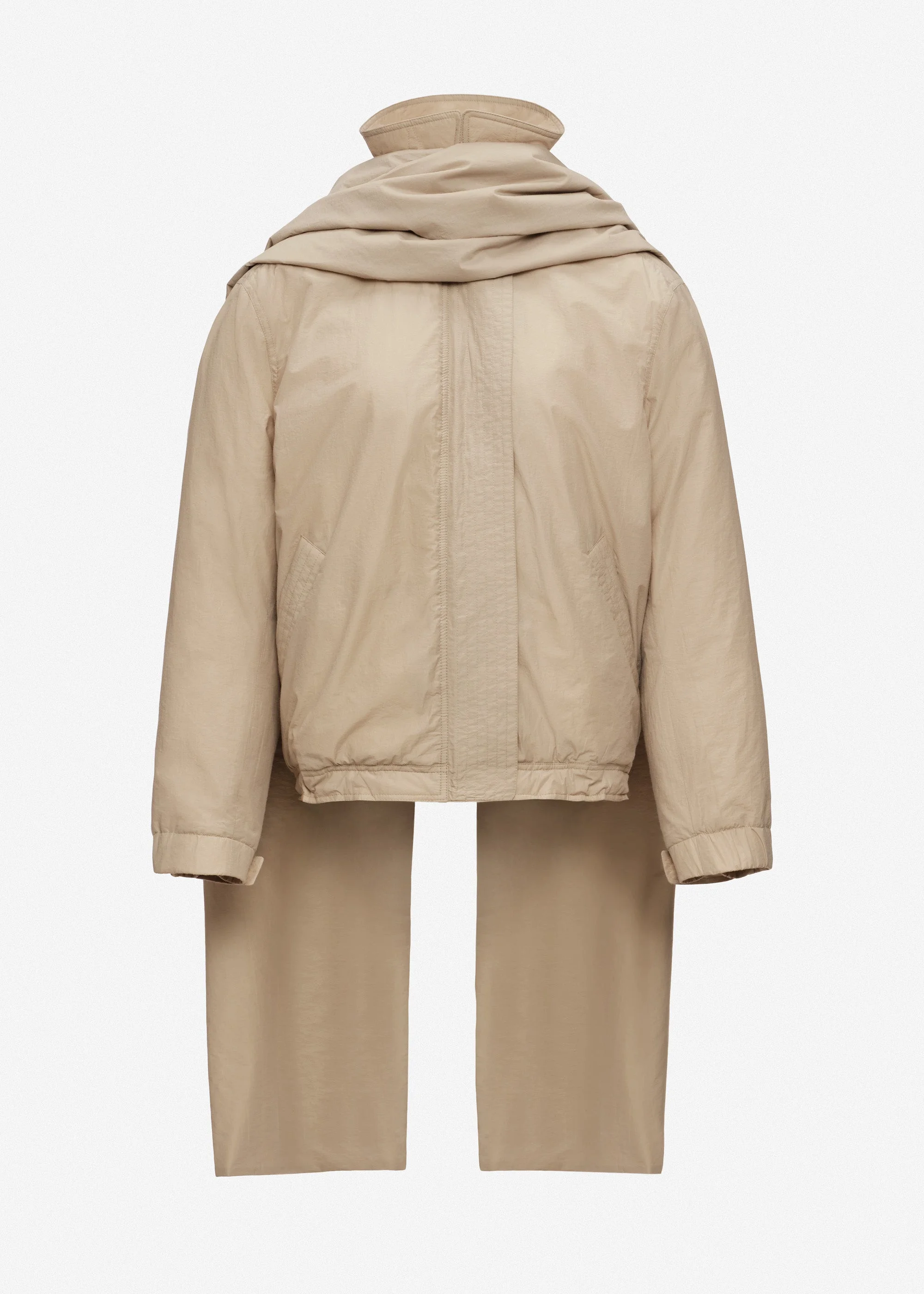 Padded jacket with scarf in beige - 1