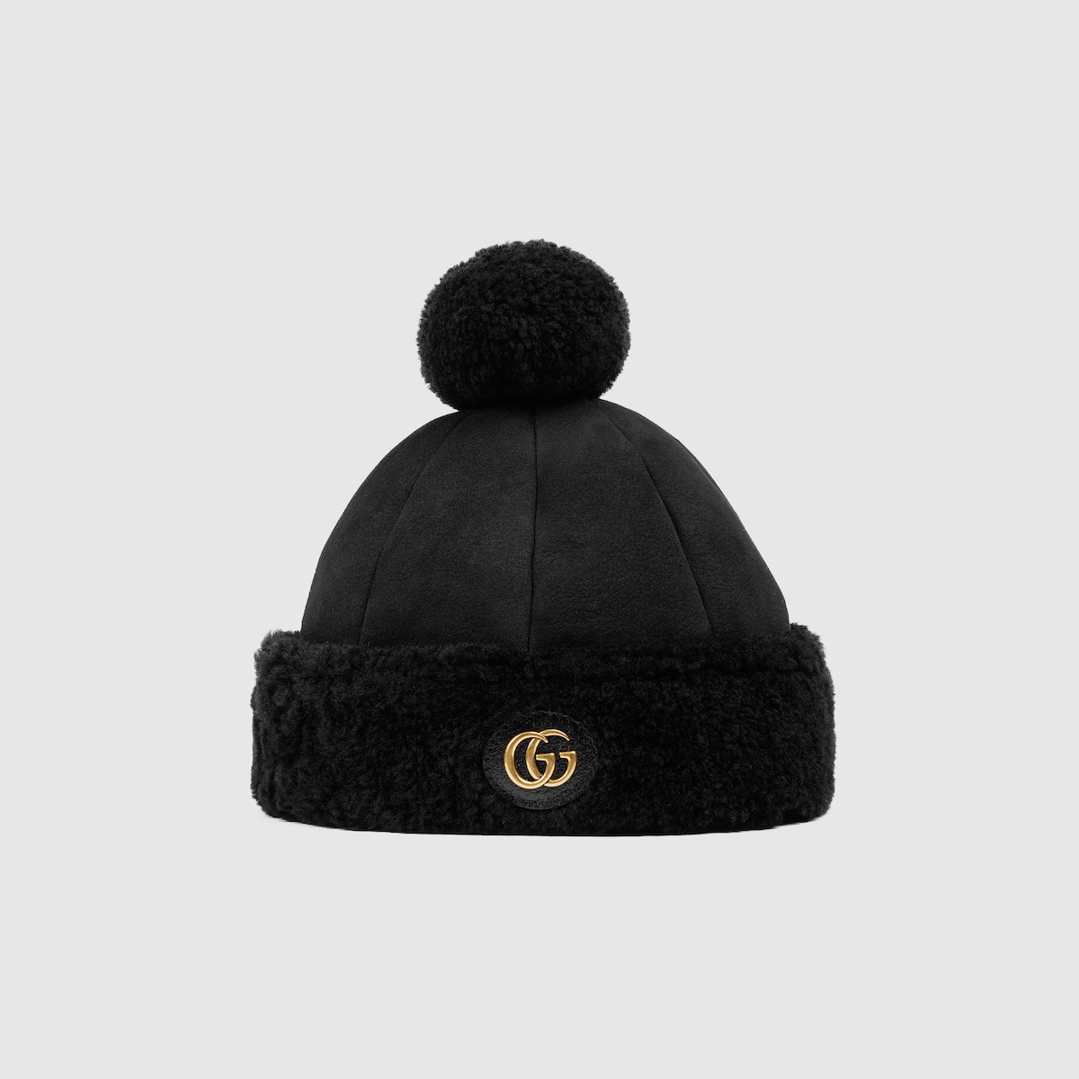 Suede hat with shearling trim - 2