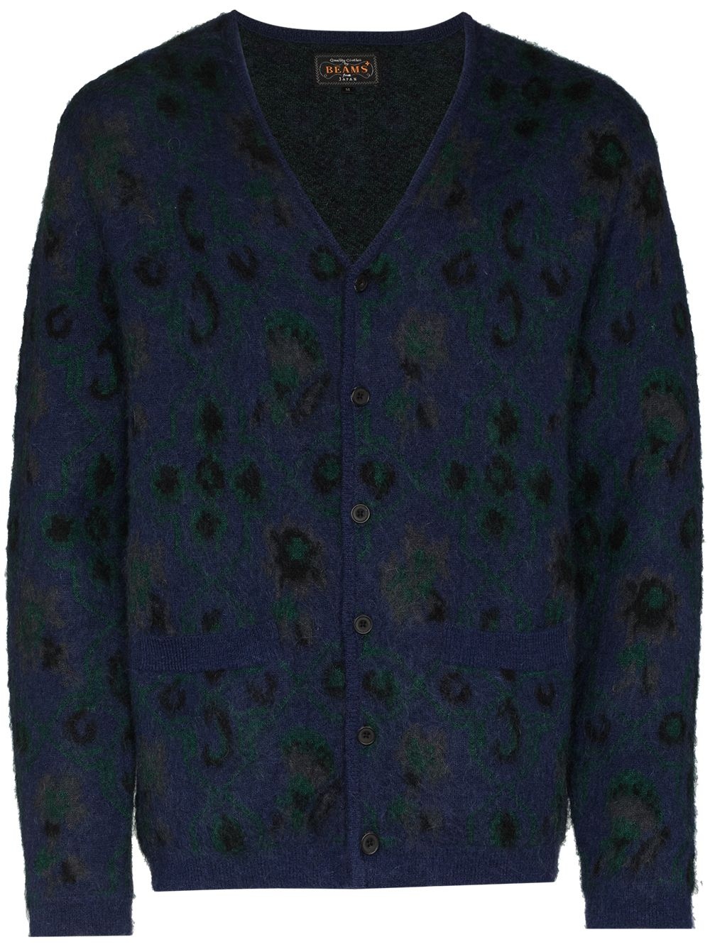 botanical jacquard V-neck cardigan - 1