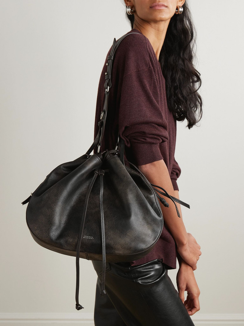 Isabel Marant Bolton distressed leather shoulder bag Brown outlook