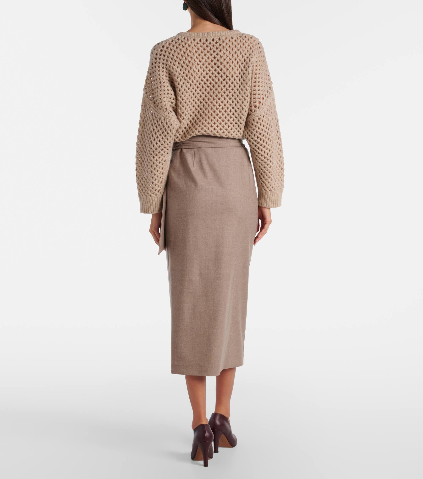 Bingo cashmere-blend wrap skirt - 3