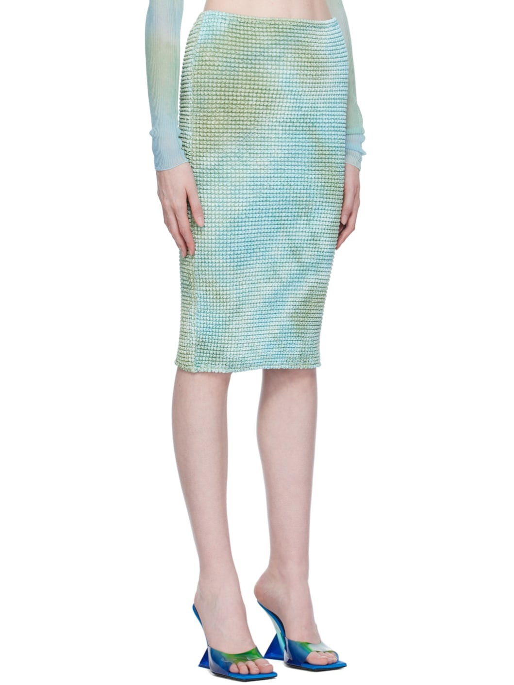 Blue Smocked Midi Skirt - 2