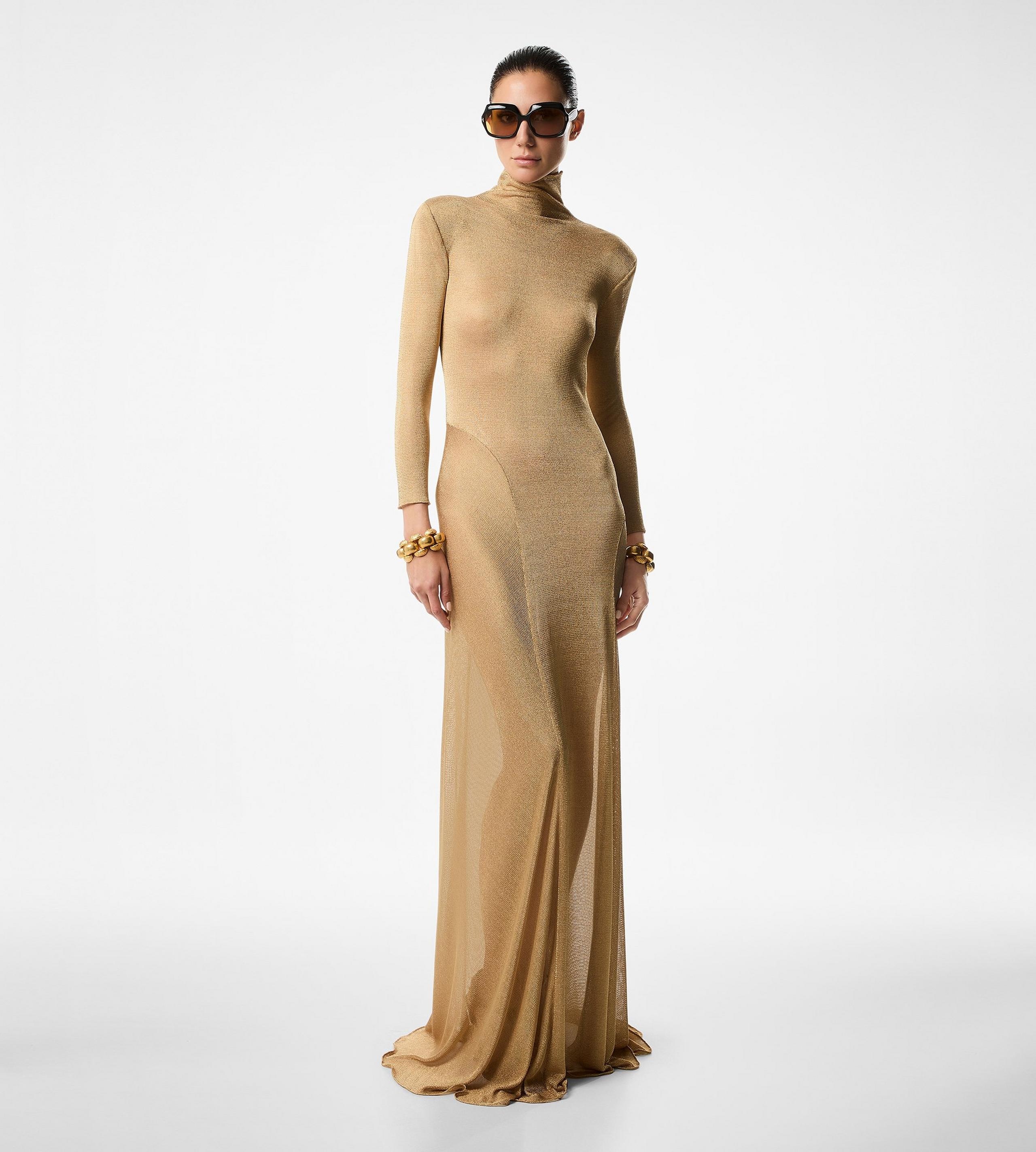 VISCOSE JERSEY TURTLENECK EVENING DRESS - 2