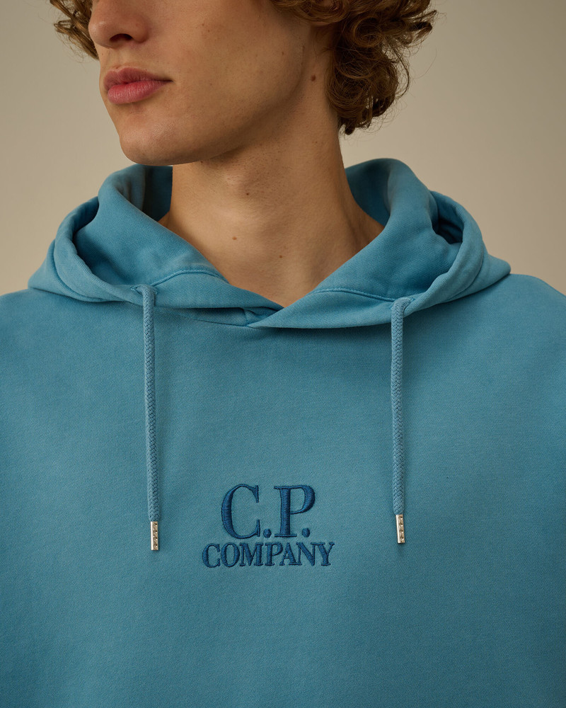Brushed and Emerized Diagonal Fleece Hooded Logo Sweatshirt 5
