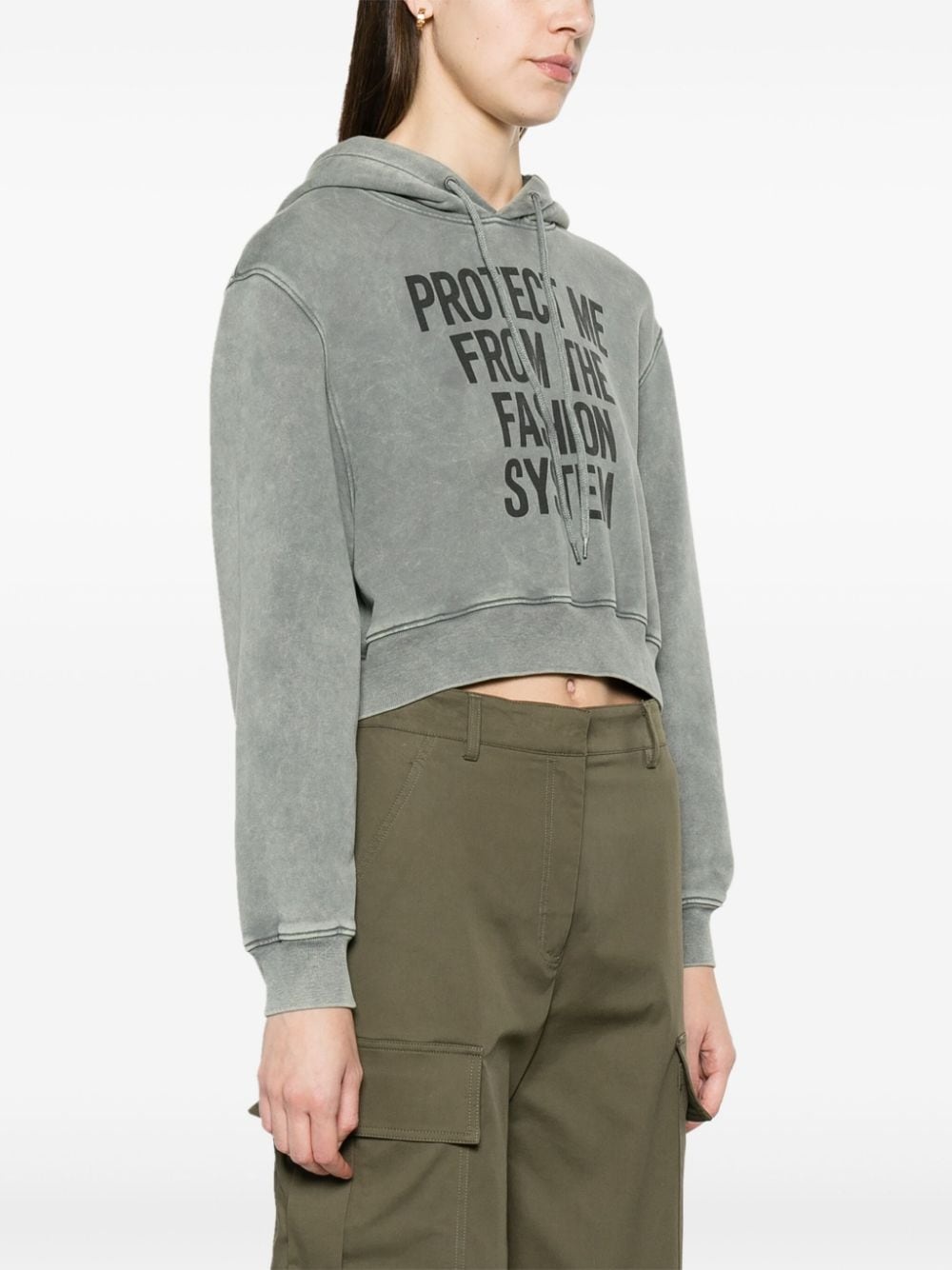 slogan-print organic-cotton hoodie - 3