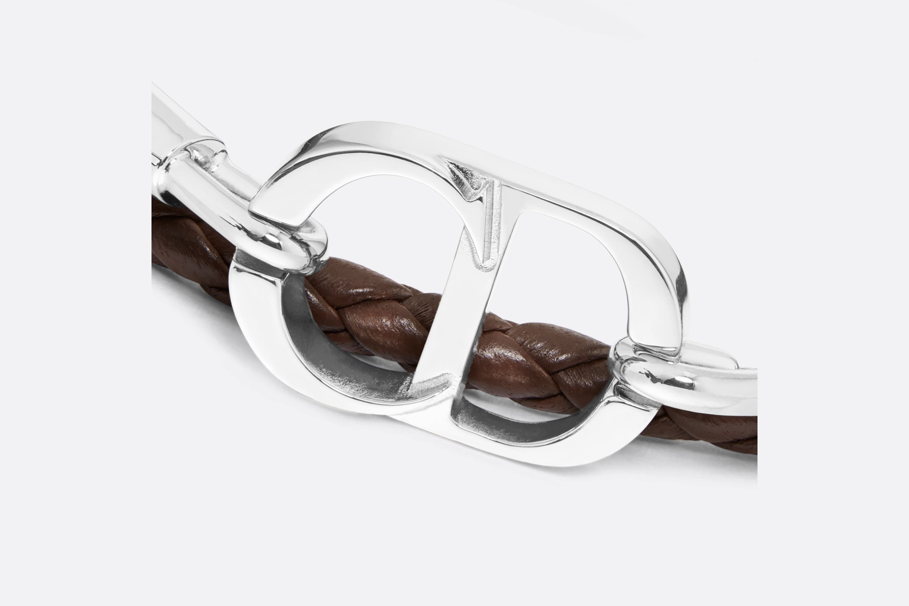 CD Icon Braided Leather Bracelet - 3