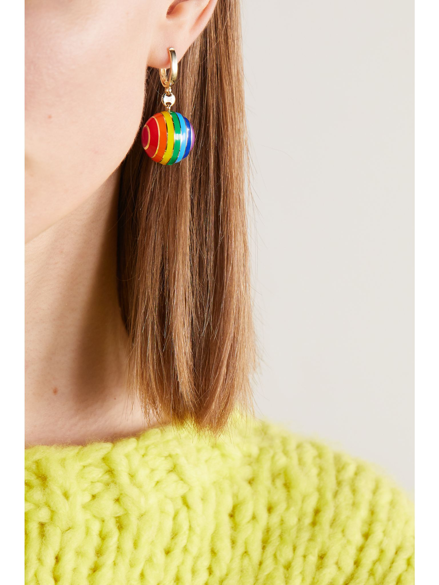 14-karat gold enamel earrings Multi - 2