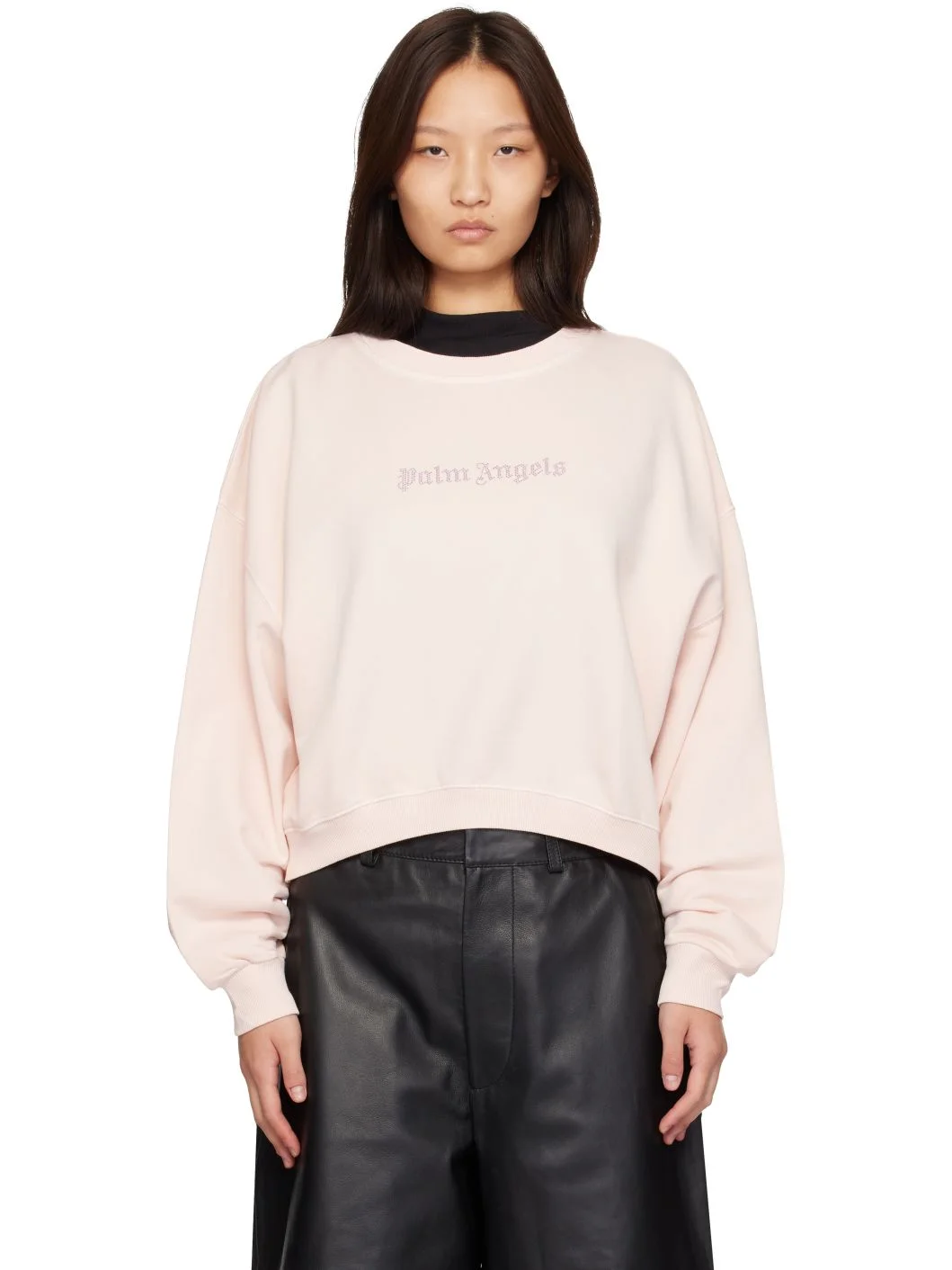 Pink Stud Logo Crew Sweatshirt - 1