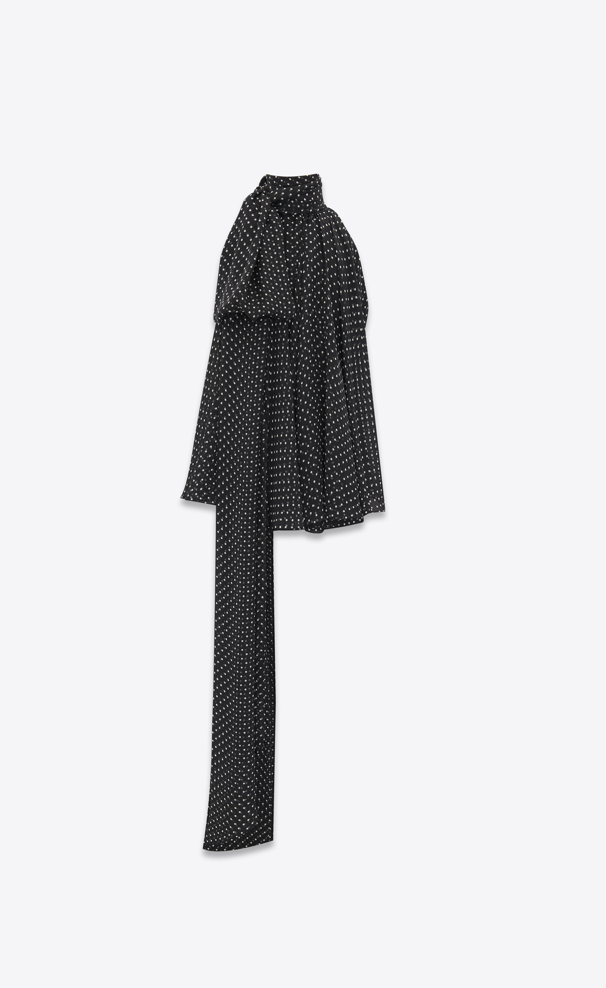oversized lavallière-neck top in dotted silk muslin - 3